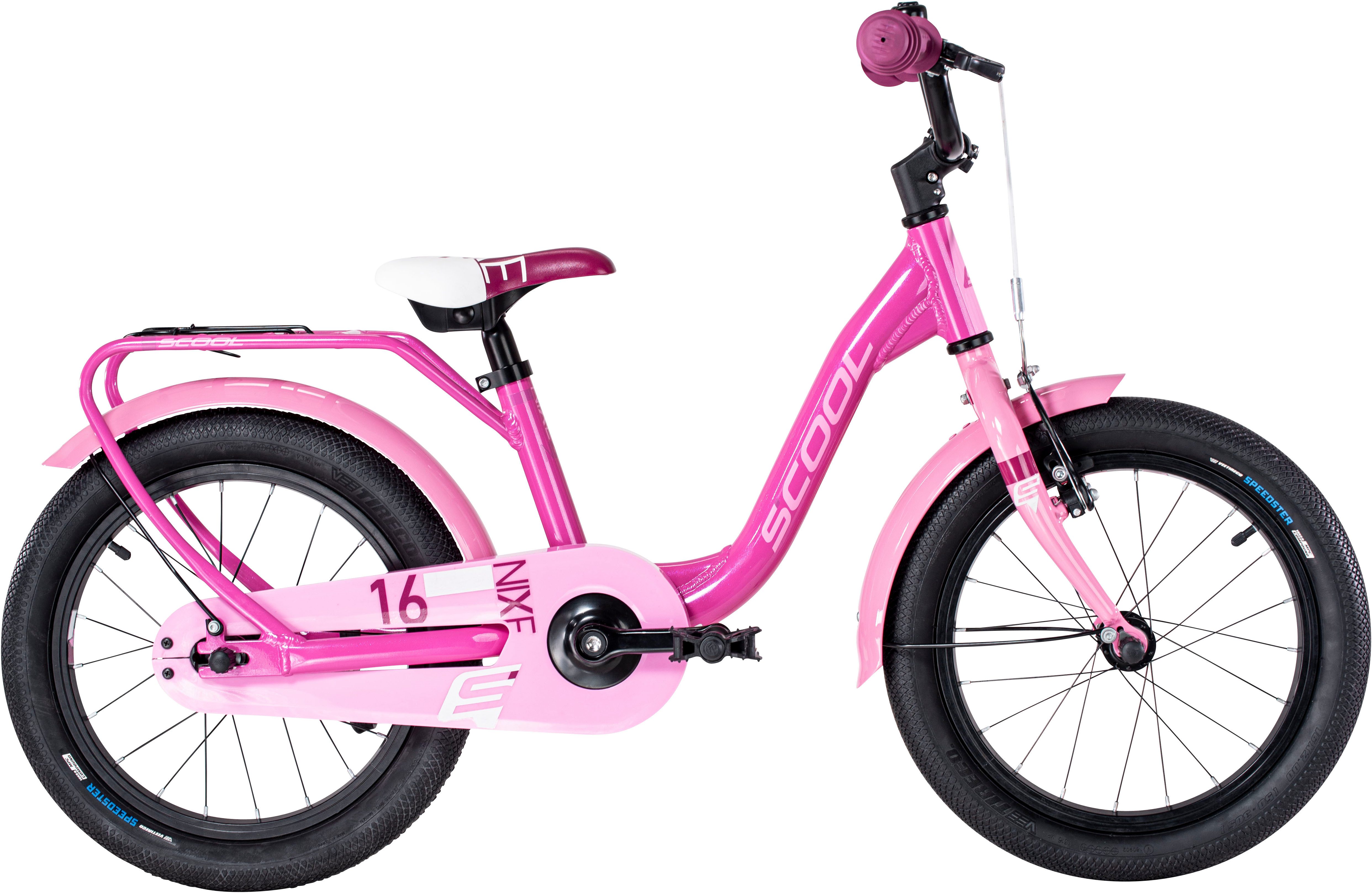S’COOL Kinderfahrrad S'COOL niXe 16-1S - Pink/Baby Pink, 1 Gang, ohne Schaltung, Stützräder montierbar