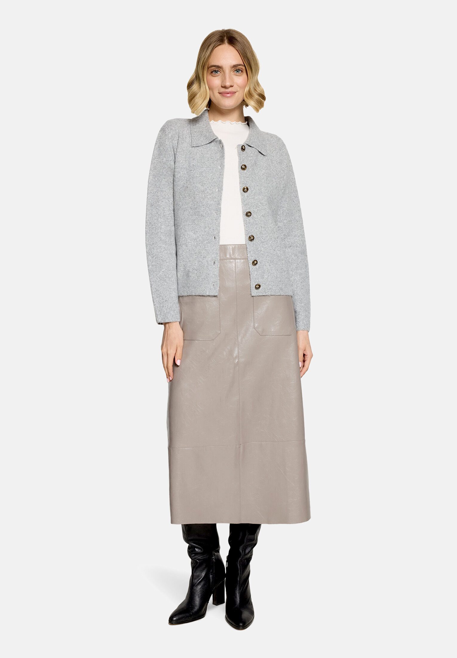 Cartoon Strickjacke Damen mit Kragen (1-tlg)