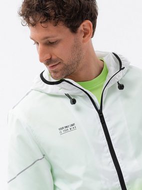 OMBRE Allwetterjacke Herren-Sportjacke mit Ombre-Effekt - weiß und limettengrün