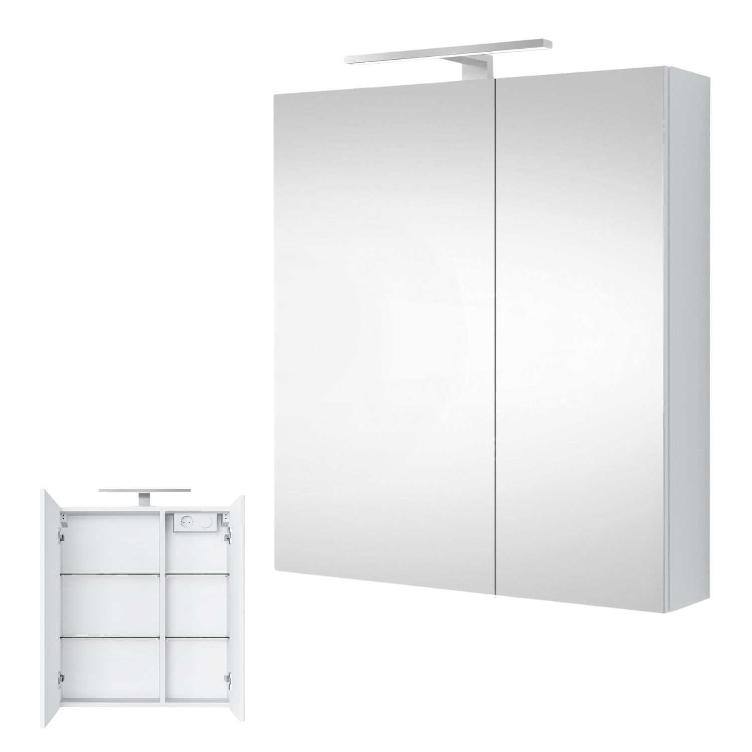 Planetmöbel Badezimmerspiegelschrank Spiegelschrank mit LED Beleuchtung 60c günstig online kaufen