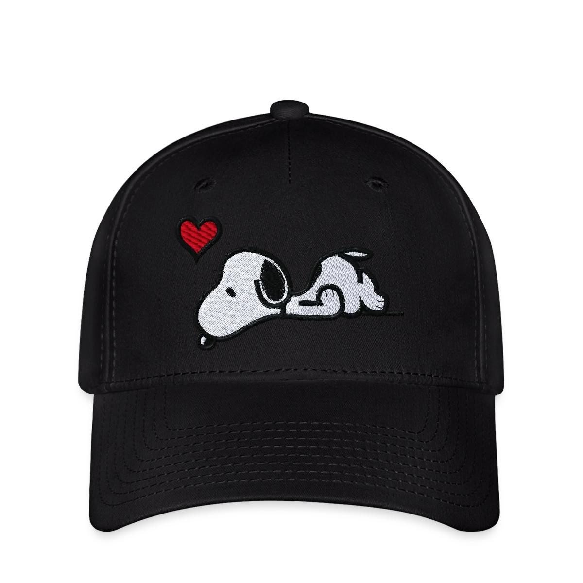 Spreadshirt Baseball Cap Peanuts Snoopy Liebe Herz Love Stick Geschenkidee Flexfit Cap (1-St)