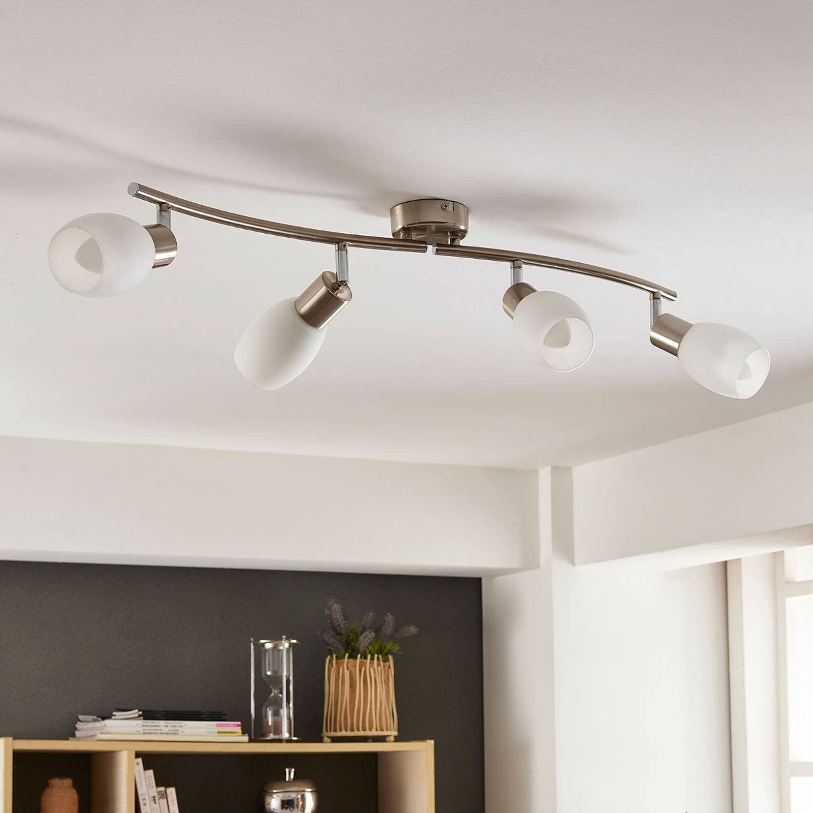Lindby Deckenstrahler Arda, Glas Alu IP20, 4 x 4,5 W LED