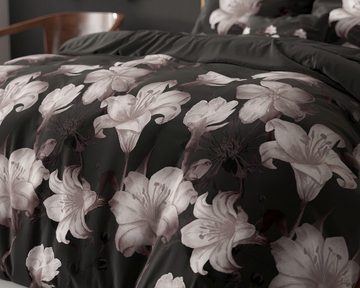 Bettwäsche Imma Elegance Bettbezug mit dunkler Blume, Sitheim-Europe, Baumwolle, 2 teilig, Antiallergisch, knitterarm und bügelfrei