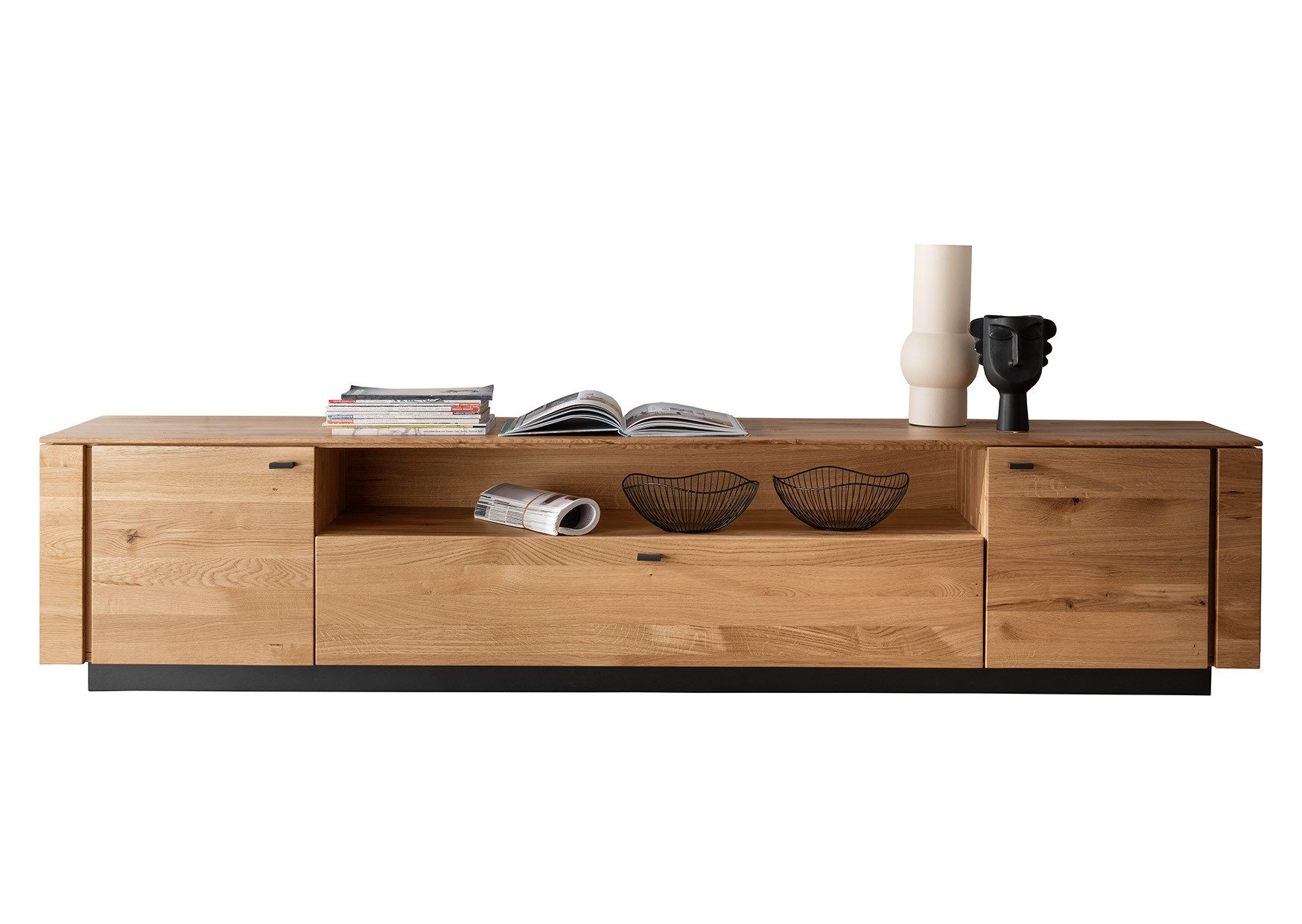 Woodroom Lowboard Zwettl (mit zwei Türen und einer Klappe), 220 x 47 x 42 cm Wildeiche massiv geölt