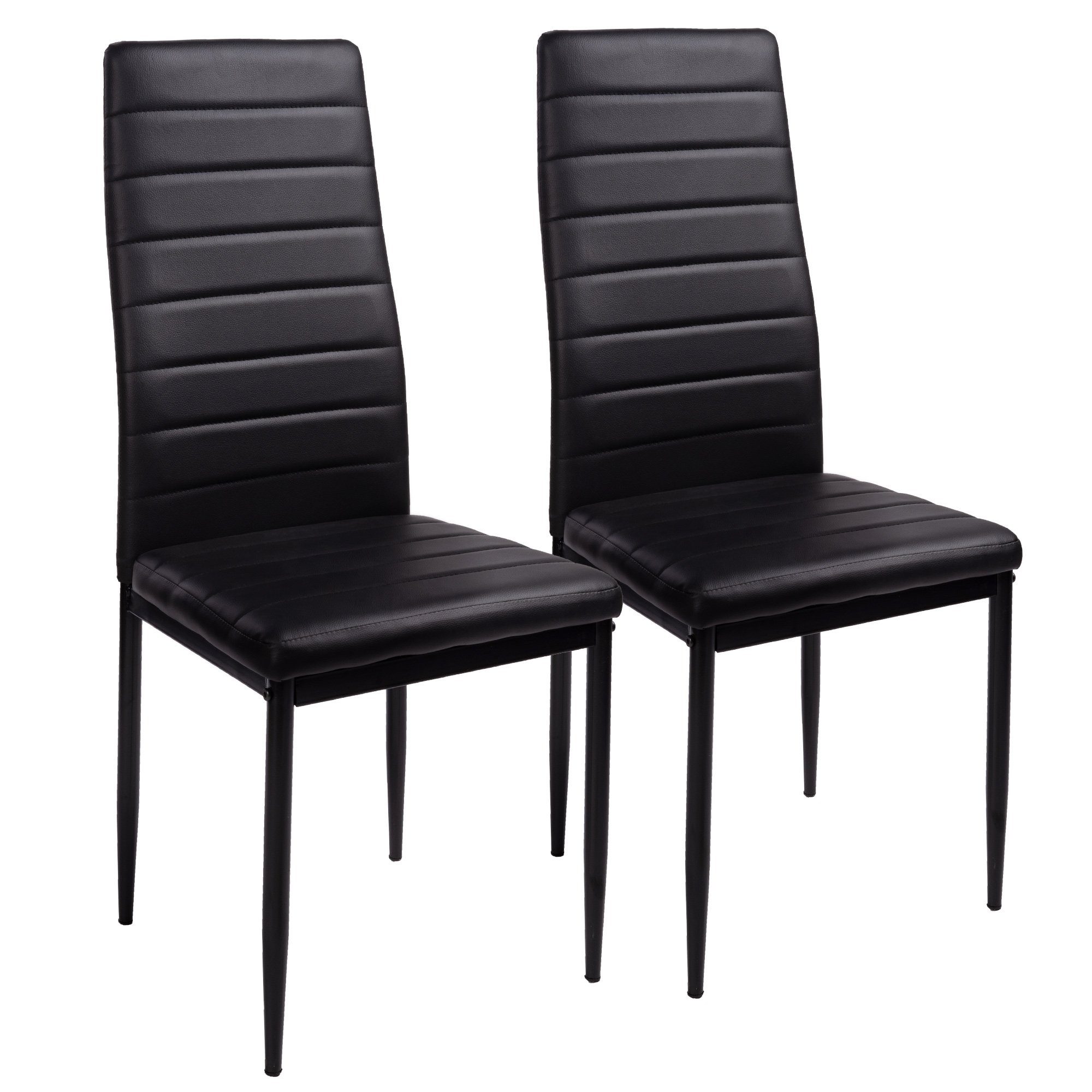 TRISENS Esszimmerstuhl Gabi (2, 4, 6 Stühle nach der Wahl, 2 St), Küchenstuhl mit abgestepptem Bezug in Lederoptik mit Metallbeinen Schwarz