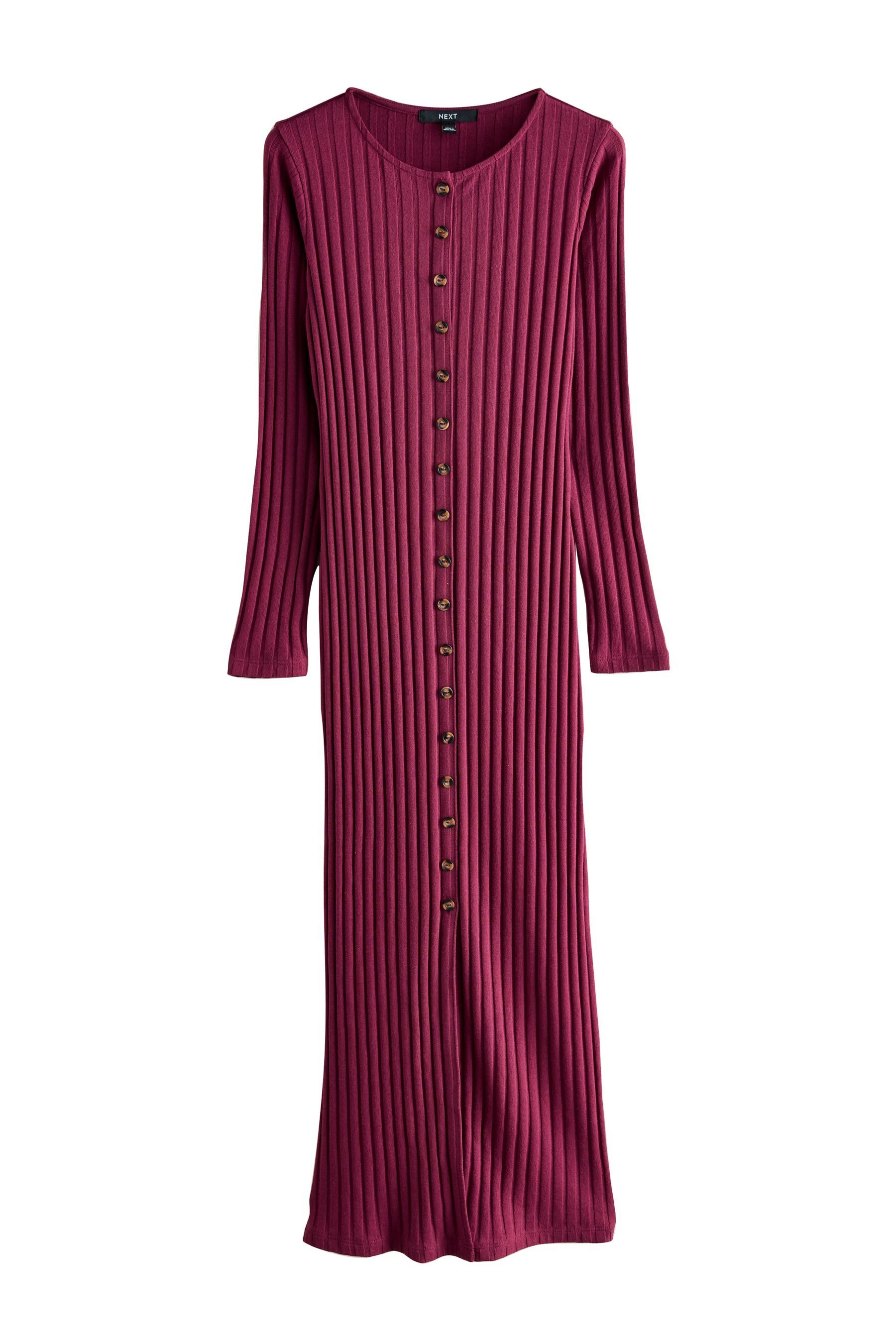 Next Midikleid Geknöpftes, geripptes Midikleid mit langen Ärmeln (1-tlg) günstig online kaufen