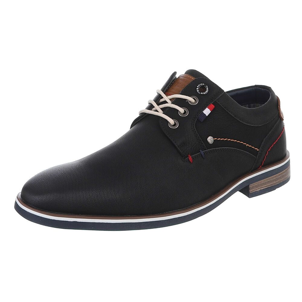 Coolwalk Herrenschuh Schnürer Casual aus Textil und Synthetik Schnürschuh (91917933) Blockabsatz Schnürer in Schwarz