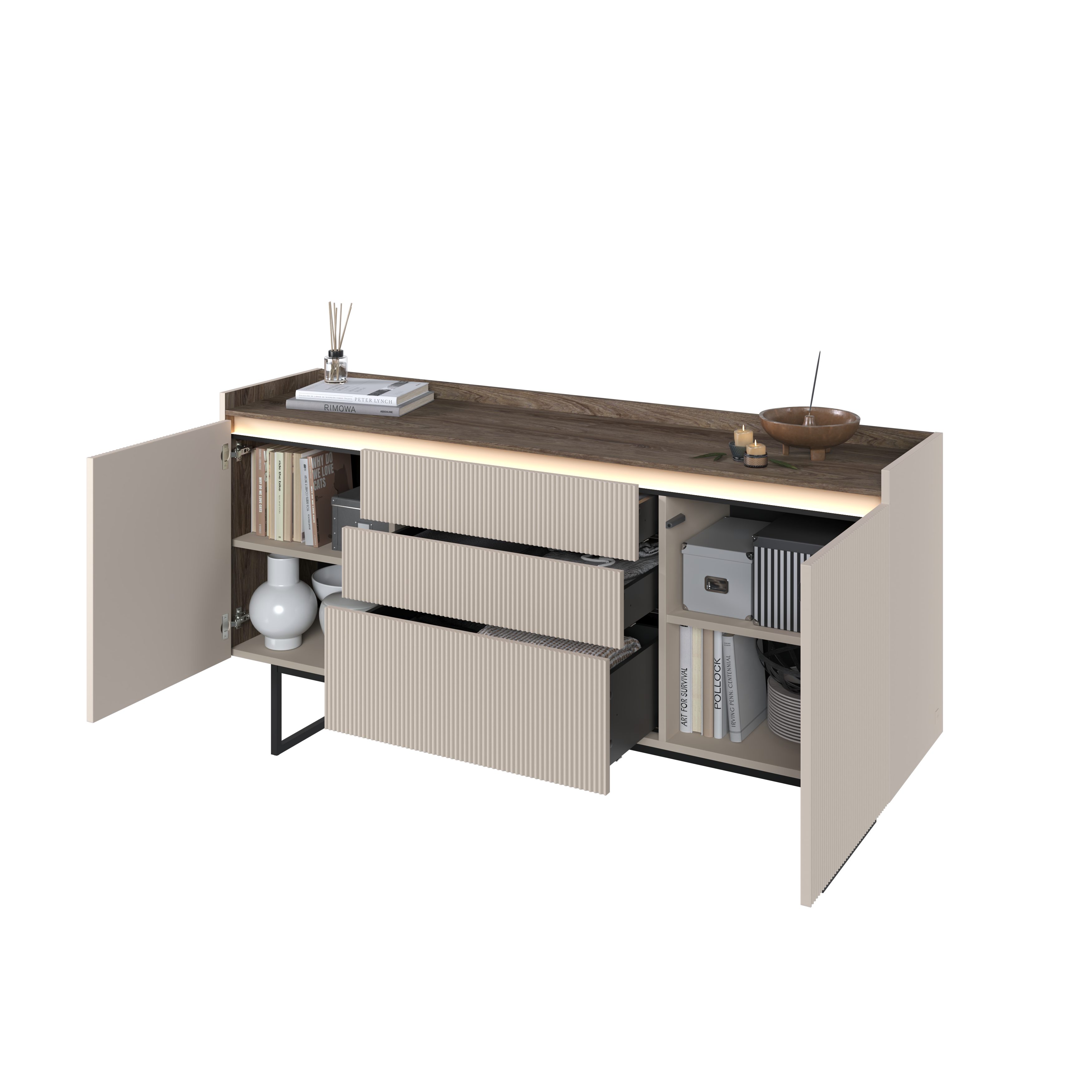 yourhouse24 Kommode LAGO LG-03 mit Beleuchtung Beige