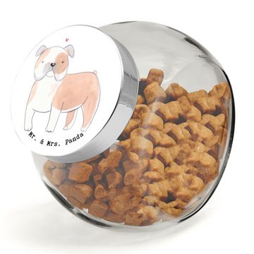Mr. & Mrs. Panda Vorratsglas L 870ml Englische Bulldogge Moment - Weiß - Geschenk, Leckerli Dose, Premium Glas, (1-tlg), Attraktives Design