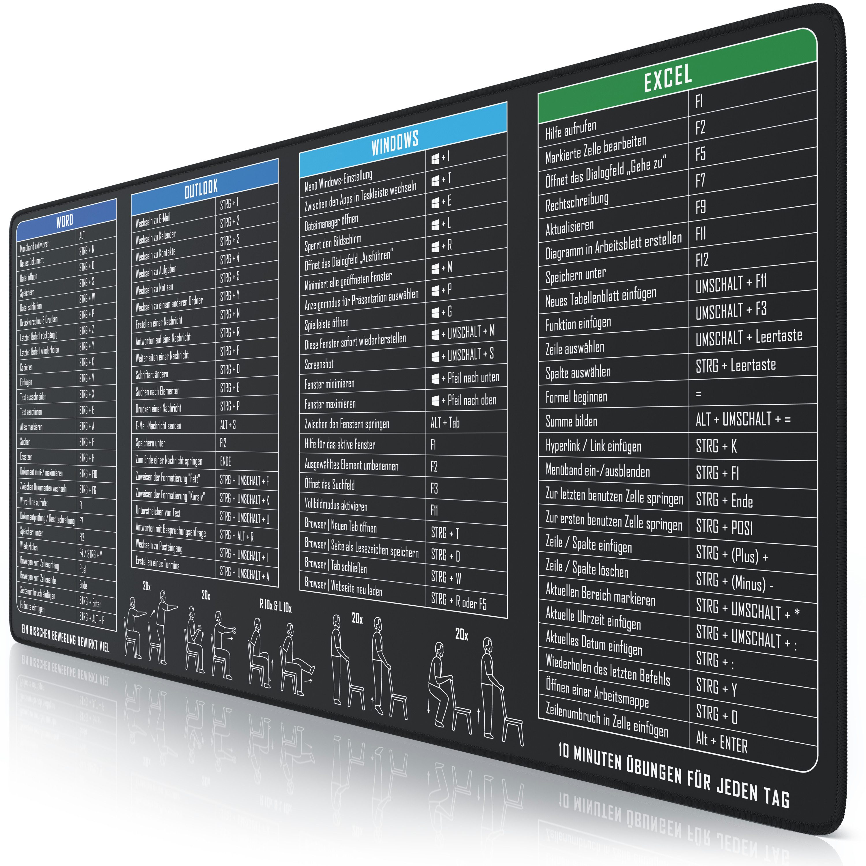 Titanwolf Gaming Mauspad XXL Speed Mousepad 900 x 400 x 3 mm, Schreibtischauflage, abwaschbar, rutschfeste Rückseite, Geschwindigkeit & Präzision, MS Office Fitness