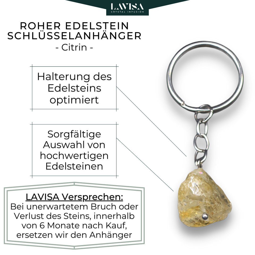 Edelstein - Schlüssel Glücksbringer - Anhänger LAVISA Citrin Naturstein Schlüsselanhänger