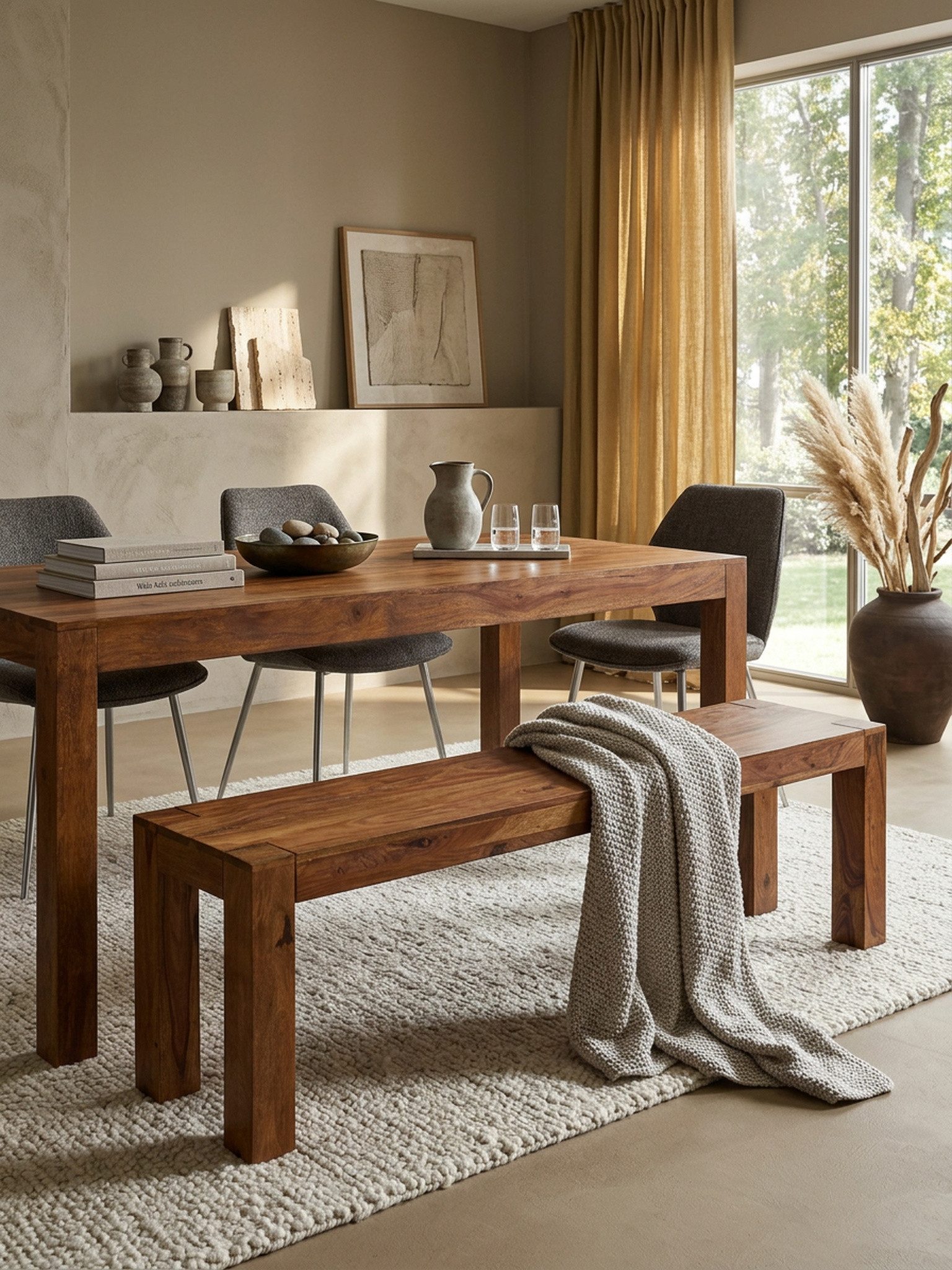 KADIMA DESIGN Sitzbank Massivholz-Sitzmöbel im Landhaus-Stil  Naturbelassenes Design