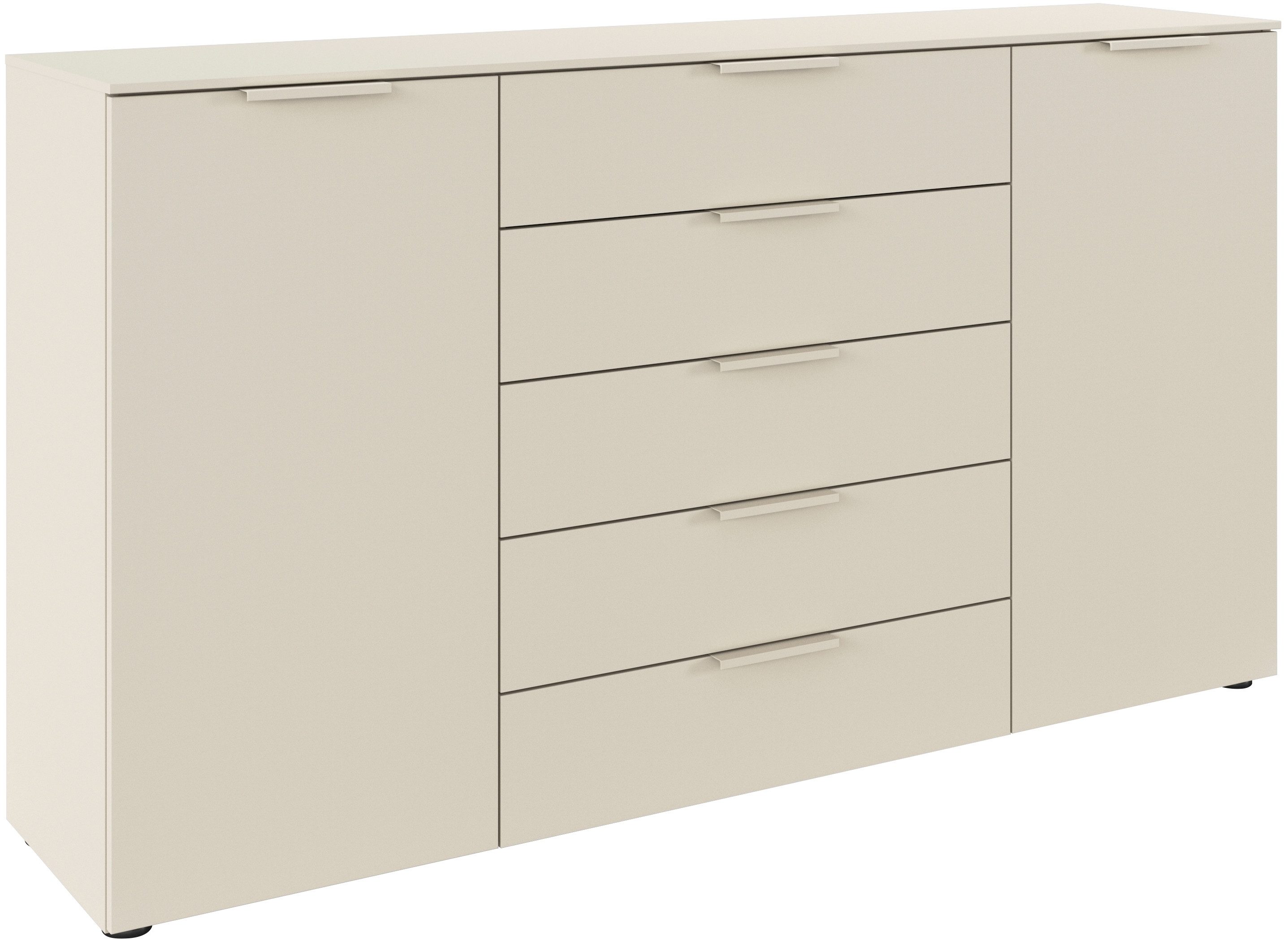 rauch Schubkastenkommode Flipp Schubladenkommode Wäscheschrank Schrank (Breite 160/180 cm mit 4 Einlegeböden), 2-türig mit 5 Schubladen und Soft-Close-Funktion in zwei Breiten