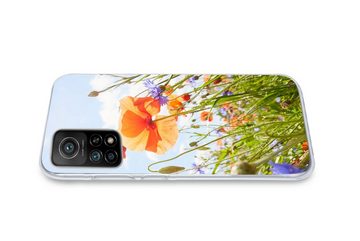 MuchoWow Handyhülle Blumen - Mohn - Frühling - Natur - Rot - Blau, Phone Case, Handyhülle Xiaomi Mi 10T, Silikon, Schutzhülle
