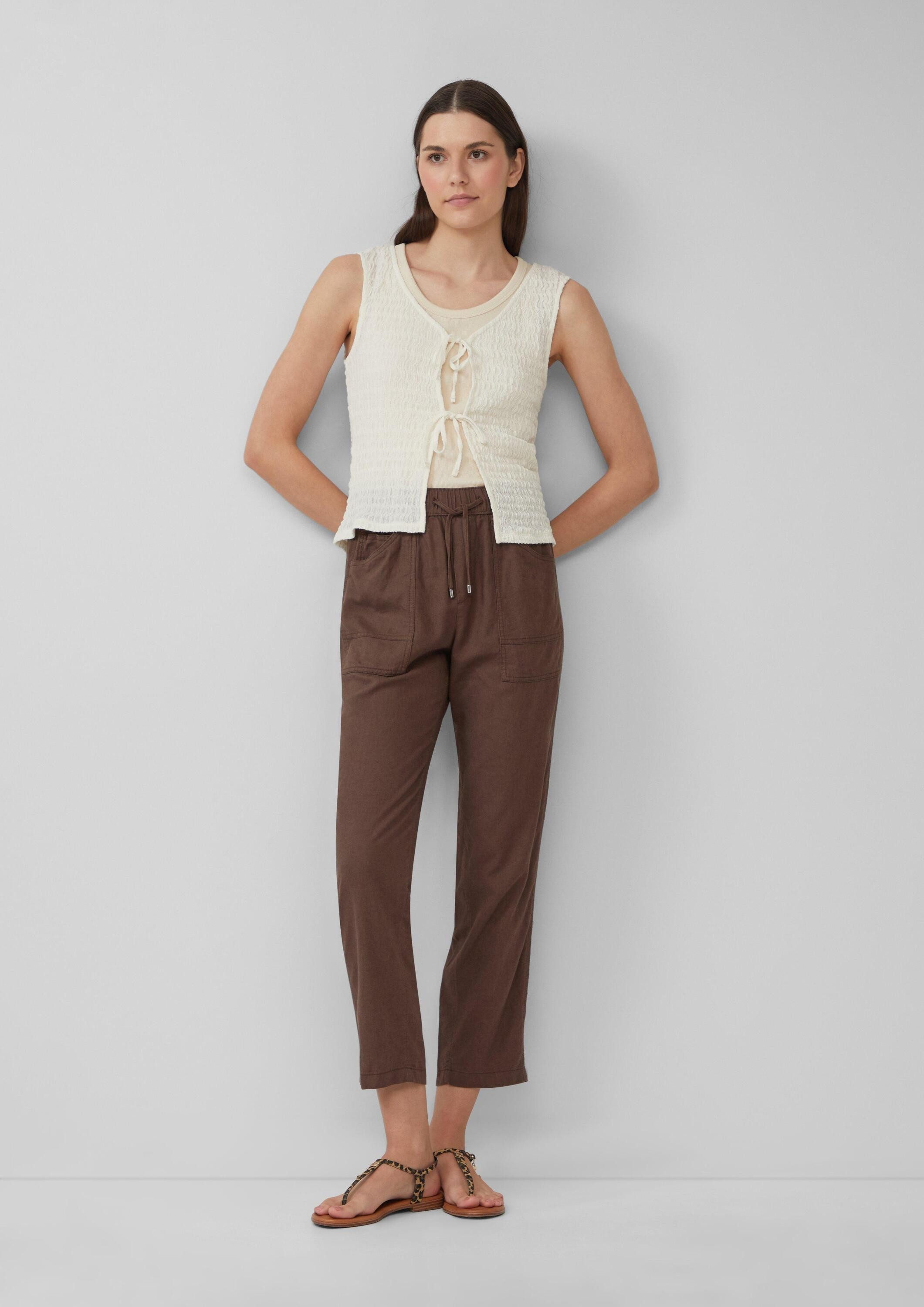 s.Oliver Chinos Hose Leinenmix-Hose im Relaxed Fit mit Elastikbund