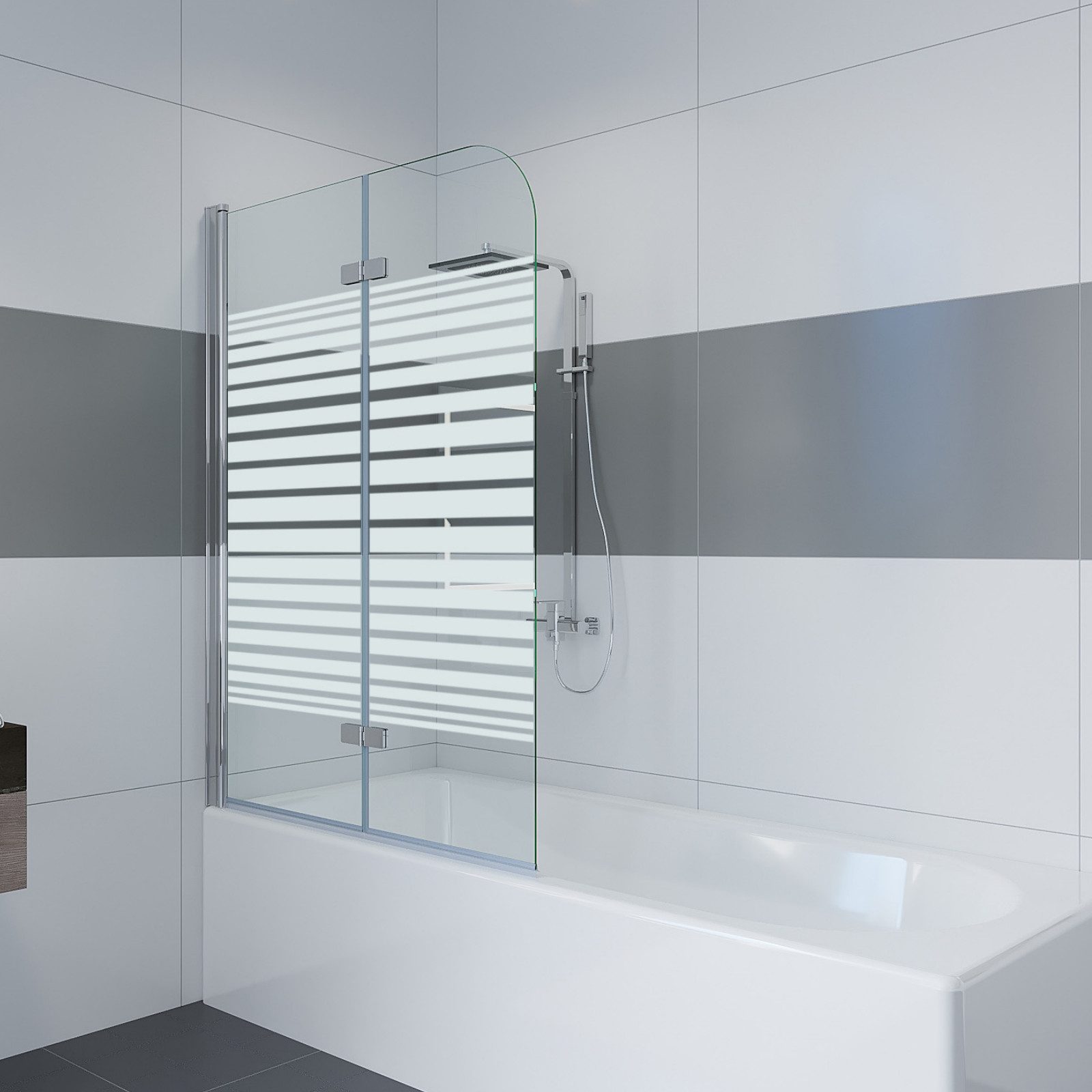 IMPTS Badewannenaufsatz Duschwand für Badewanne Faltwand Duschtrennwand, Glas Alu, (2 tlg., 2 TLG), Duschabtrennung für Badewanne