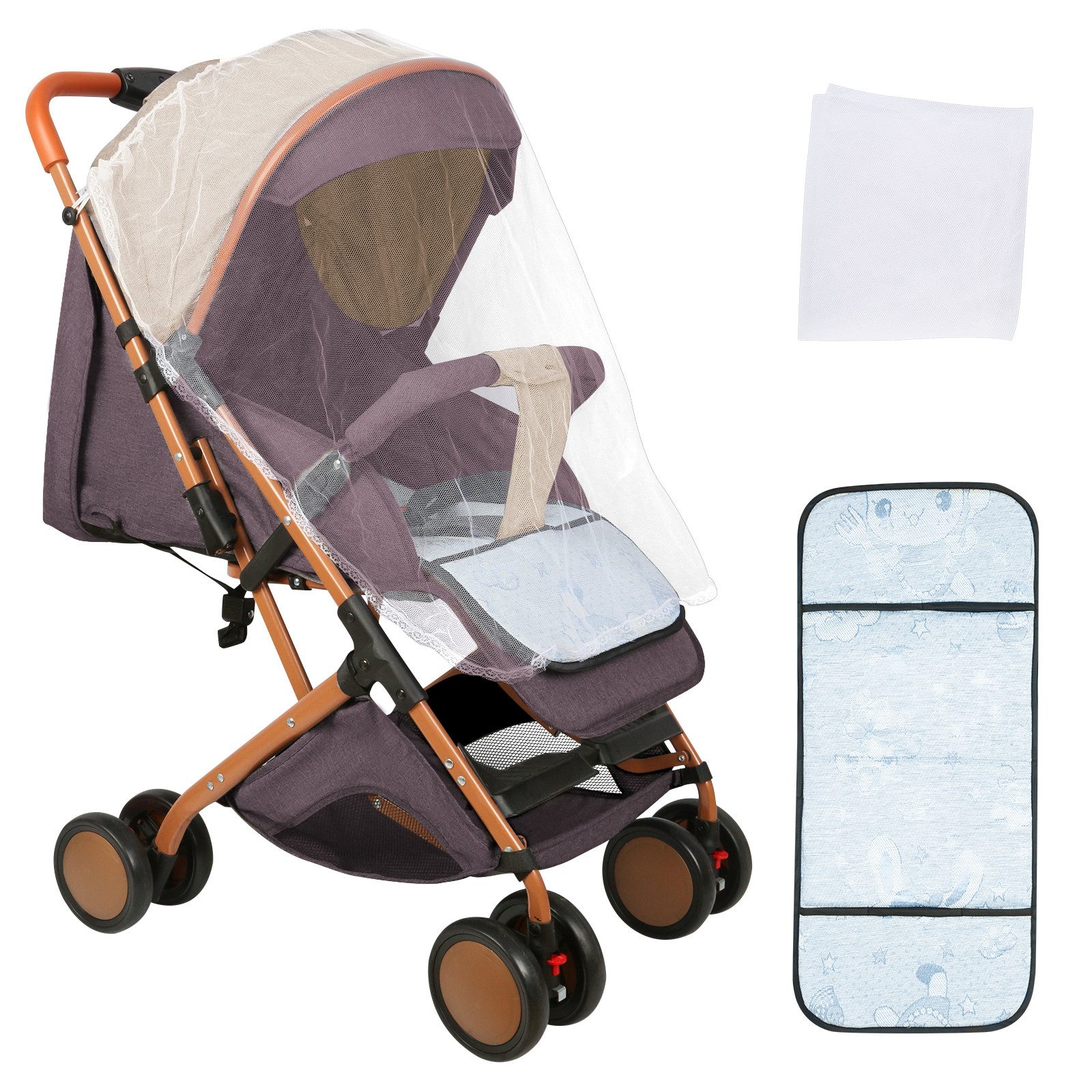 JEOBEST Kinder-Buggy Baby Kinderwagen, Kompakter Buggy, 0–4 Jahre, Zusammenklappen mit einer Hand, Liegeposition