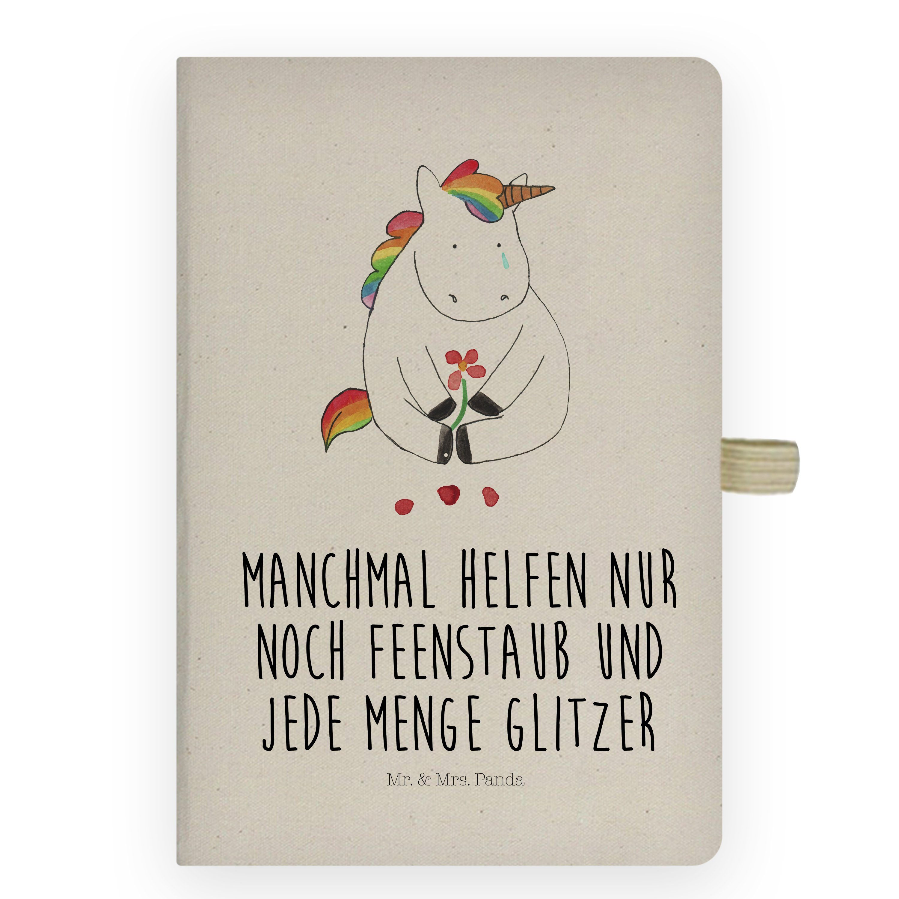 Mr. & Mrs. Panda Notizbuch Einhorn Traurig - Transparent - Geschenk, Journal, Freunde, Einhörner Mr. & Mrs. Panda | Notizbücher