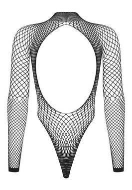 Obsessive Stringbody Langarm Netz-Body - schwarz (1-tlg) transparent, Rückenfrei