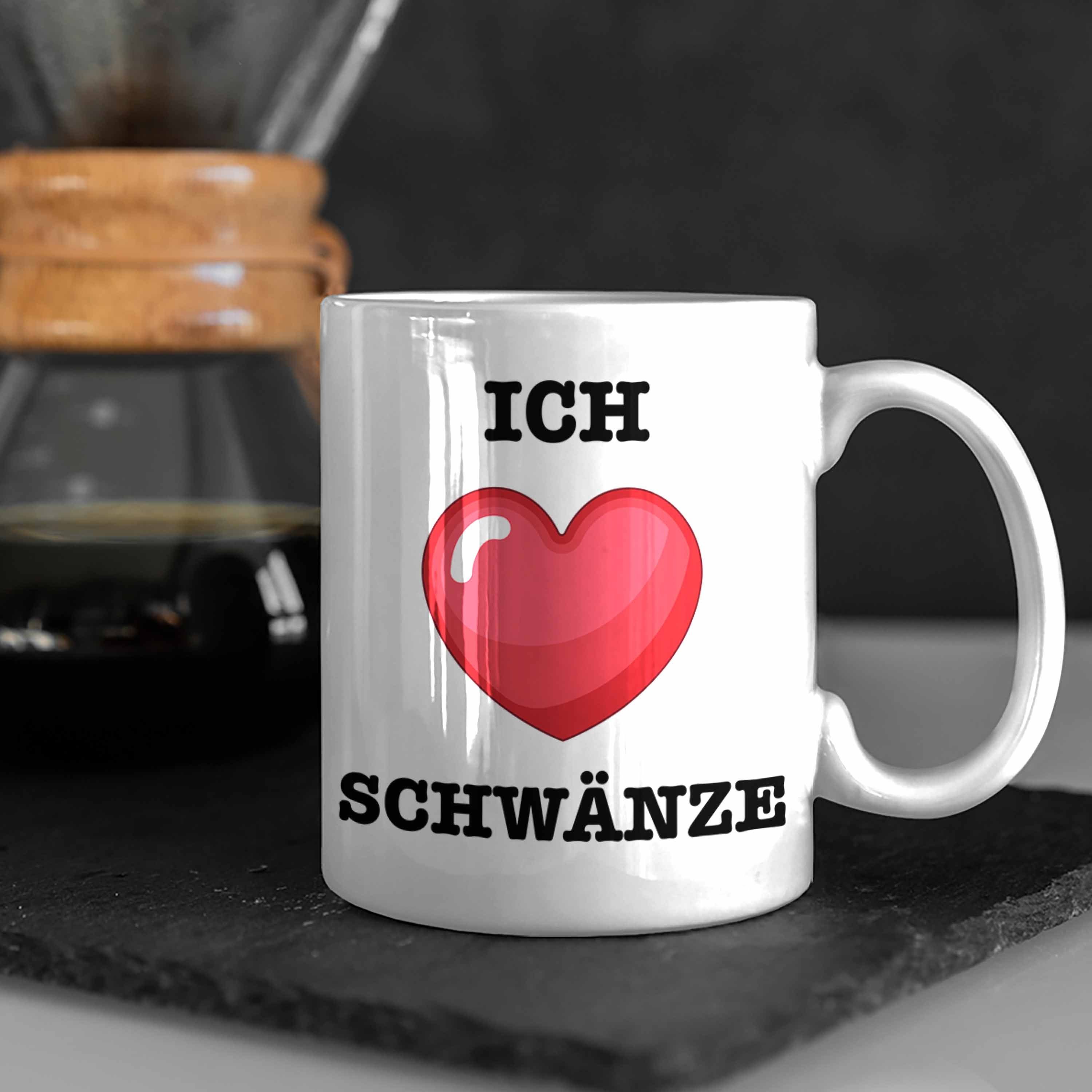 Trendation Tasse Ich Liebe Schwänze Geschenk 18+ Tasse Weiss Humor Versauter Geschenkidee