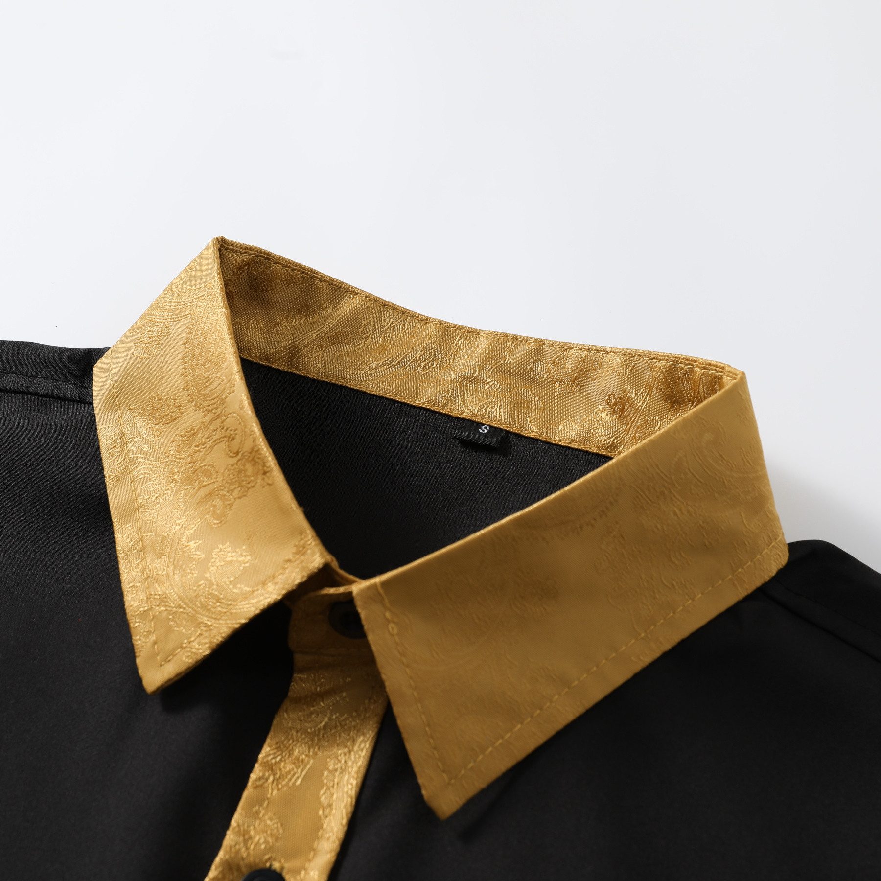 Allthemen Langarmhemd mit Stickmuster Kontrast Langarmhemd Regular Fit