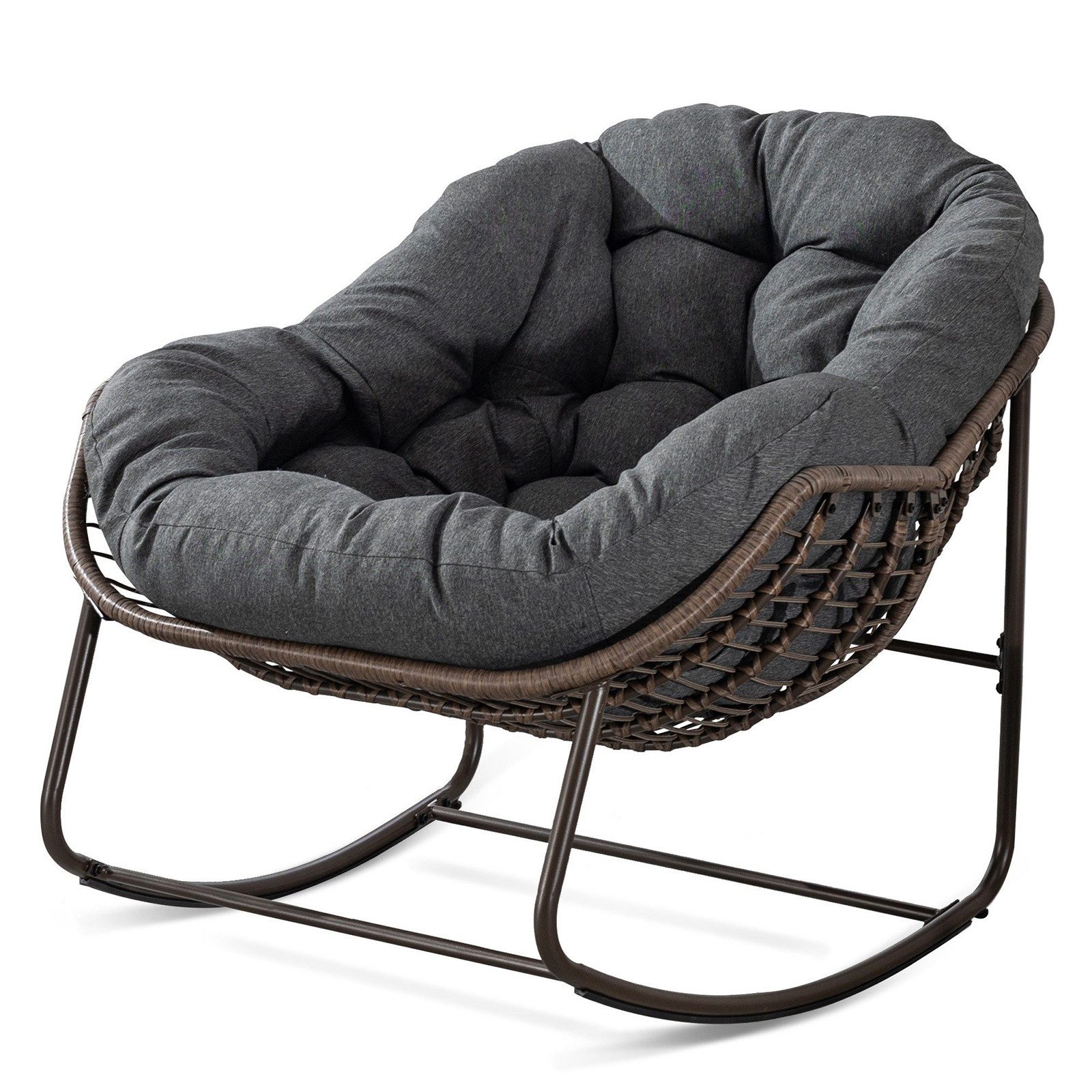 Yorbay Schaukelsessel Wohnzimmer, Rattanstuhl (mit Metallgestell günstig online kaufen