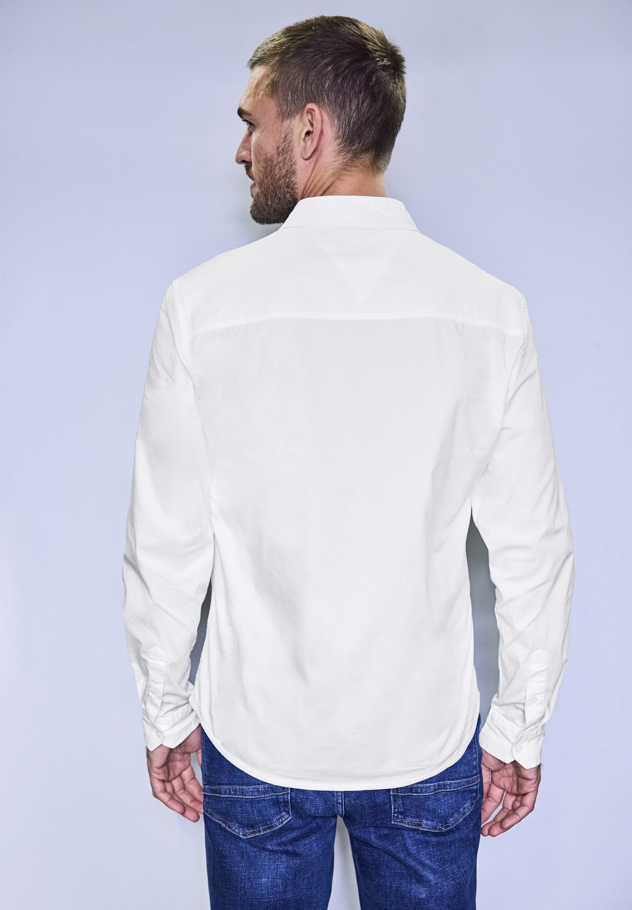 STREET ONE MEN Langarmhemd aus Baumwolle mit Stretchanteil