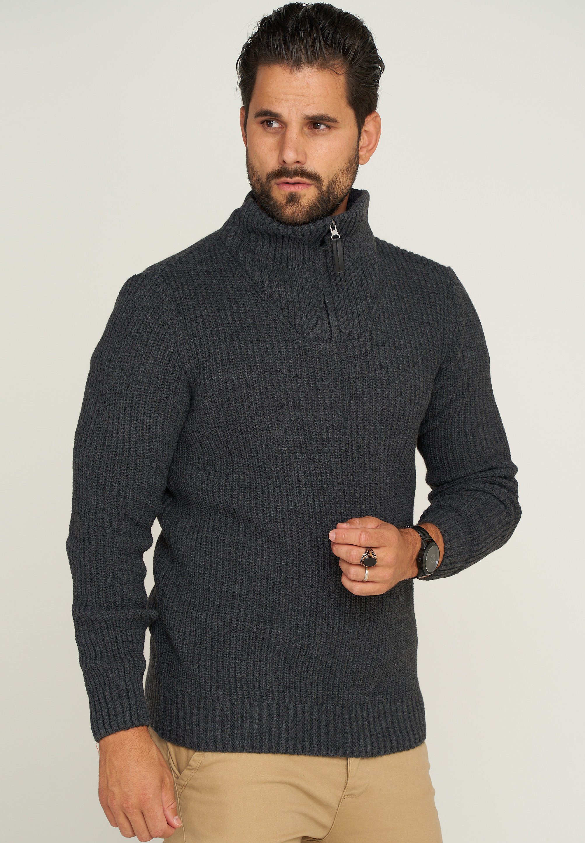 CARISMA Strickpullover CRHAMAR Grobstrick Muster Troyer Pullover günstig online kaufen