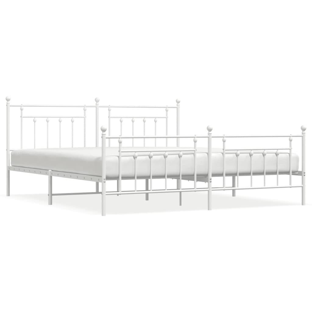 vidaXL Bettgestell, Bettrahmen mit Kopf- und Fußteil Metall Weiß 193x203 cm günstig online kaufen