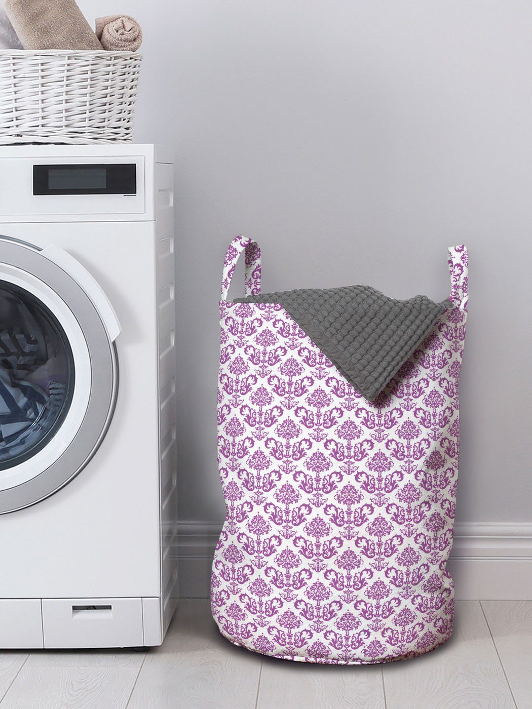 Abakuhaus Wäschesäckchen für mit Wäschekorb Floral viktorianisch Waschsalons, Griffen Lavendel Bloom Kordelzugverschluss