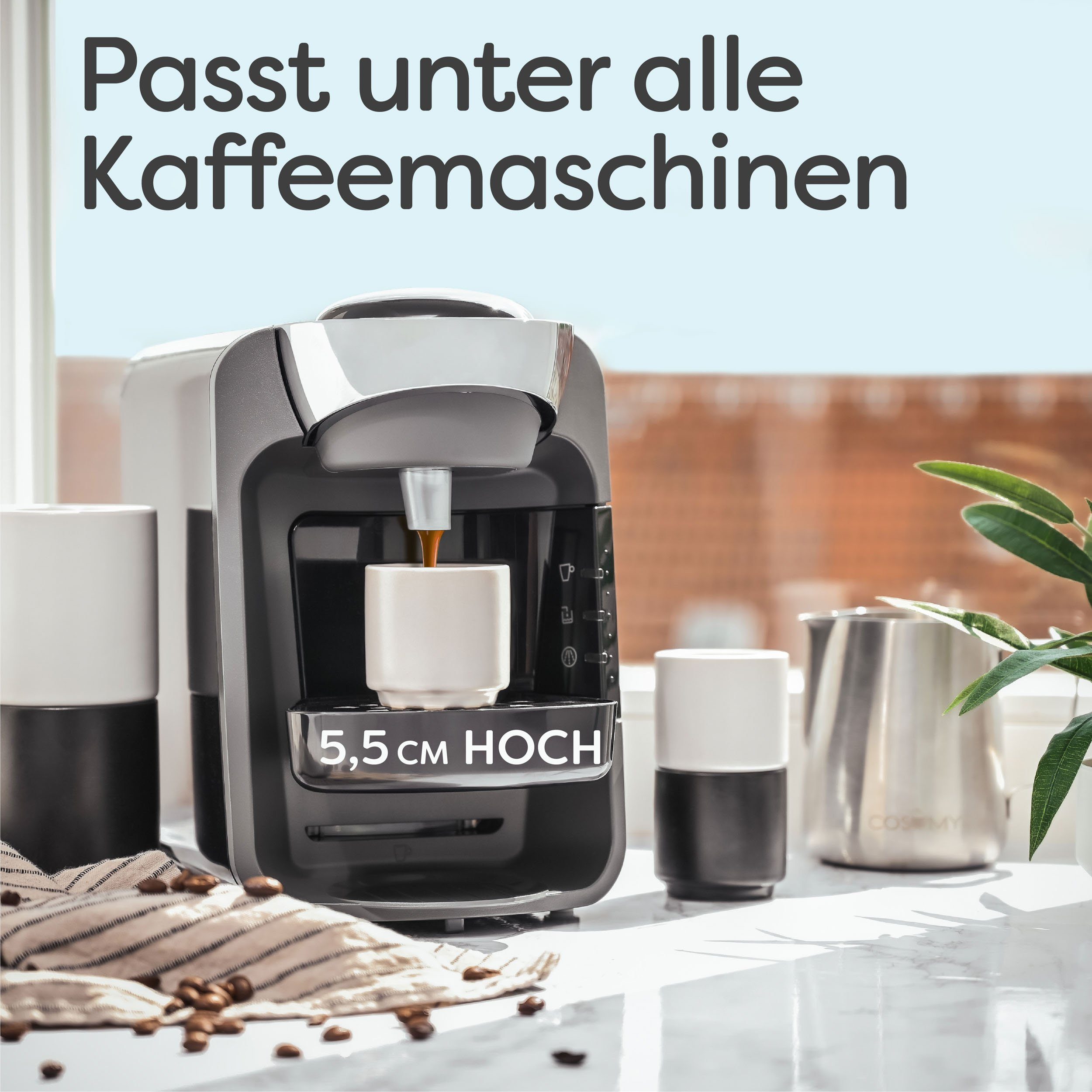 Cosumy Espressotasse »4 Espressotassen Weiß Stapelbar«, Keramik