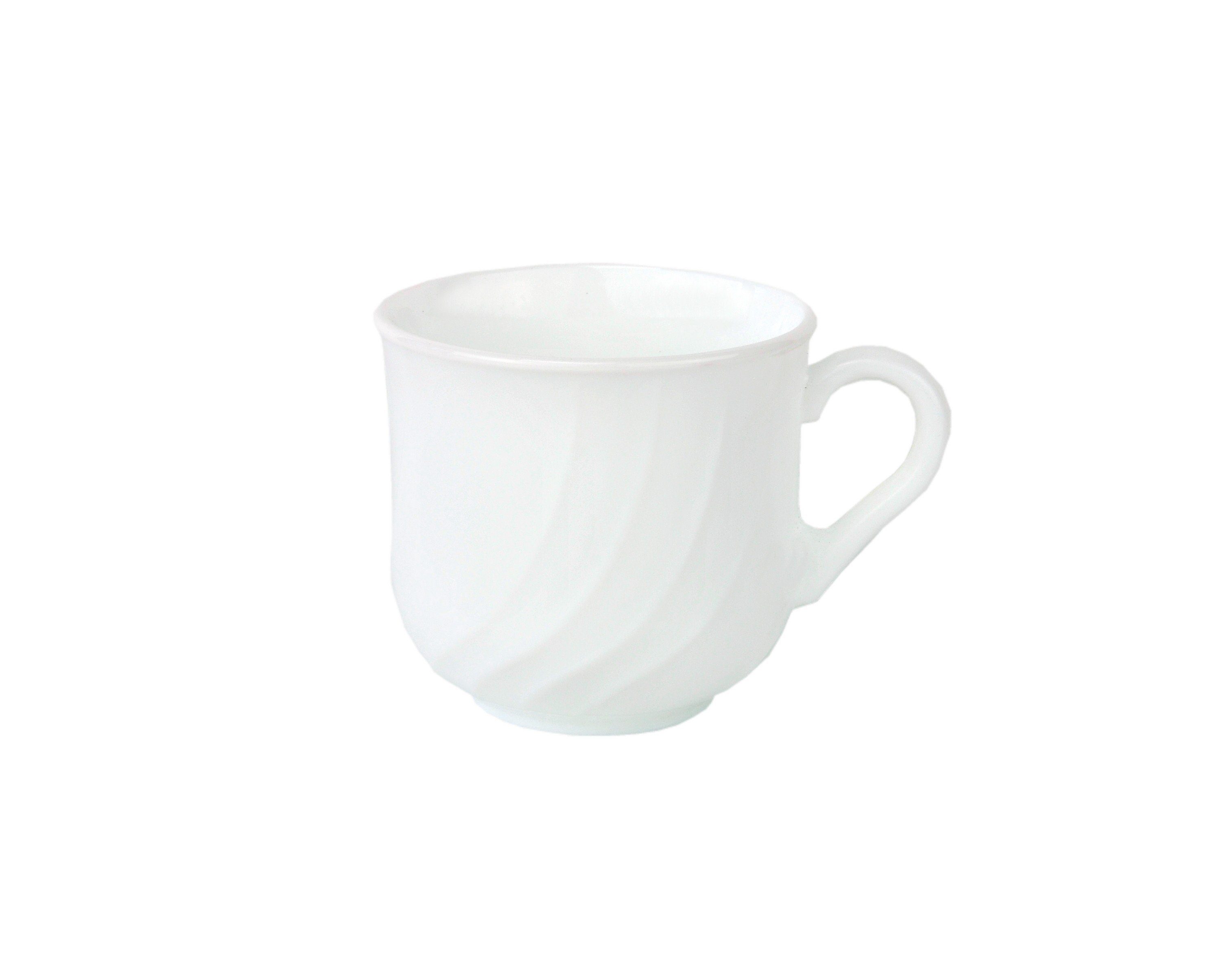 Kaffeetasse 15,5cm cl Rocco Opal-Hartglas Set 12er Ebro mit Bormioli Untertasse 23,5 Tasse