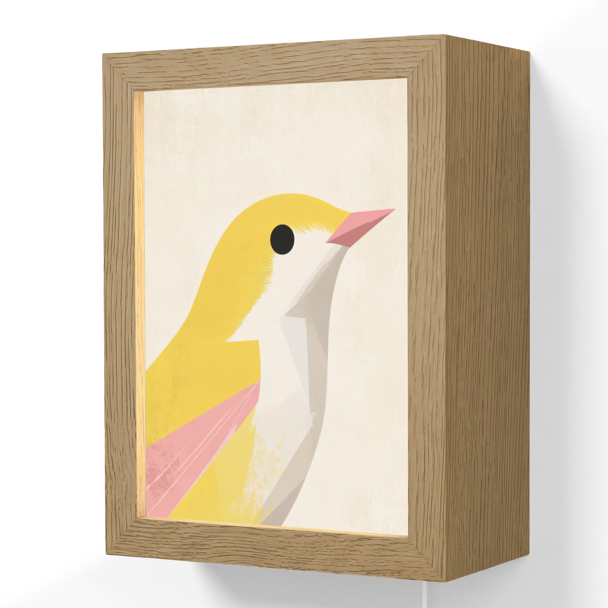 Wandleuchte Lightbox Vogel - Minimalistisch - Gelb