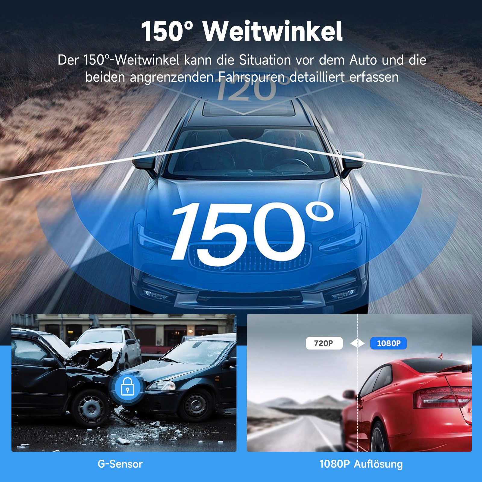 Hikity Dashcam Auto 3" 1080P Full HD Autokamera mit Nachtsicht und G-Sensor Dashcam (HD, DVR)