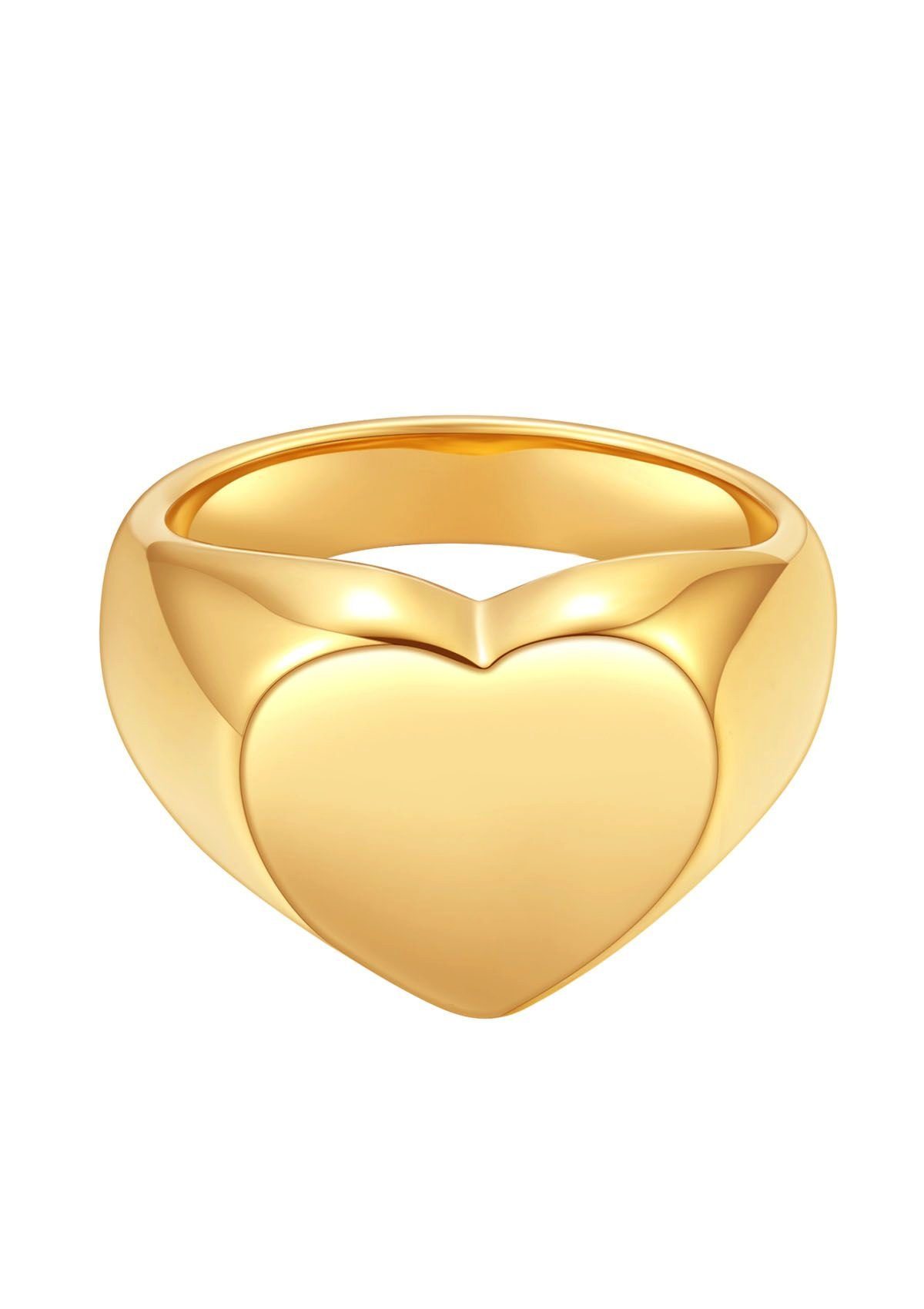 Hey Happiness Siegelring Herz 18K Vergoldet, Chunky Ring groß, Fingerring E günstig online kaufen