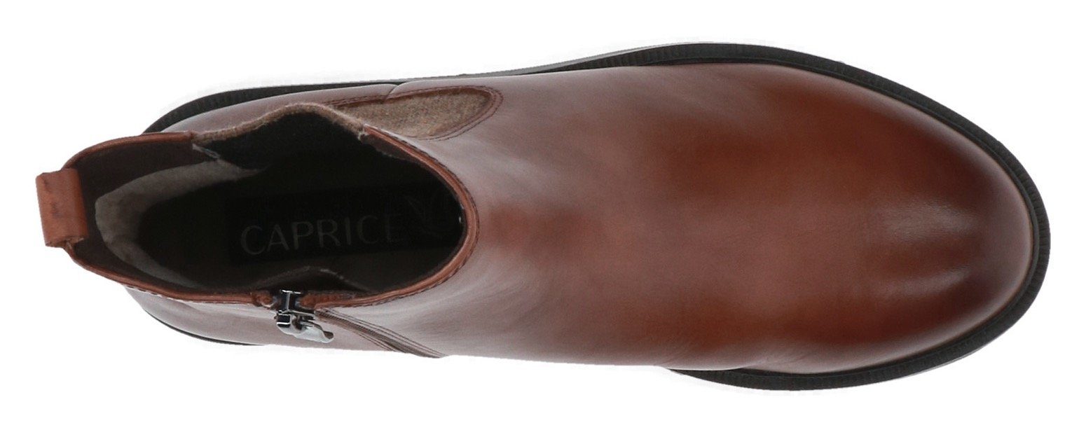 Laufsohle profilierter Chelseaboots mit Caprice cognac