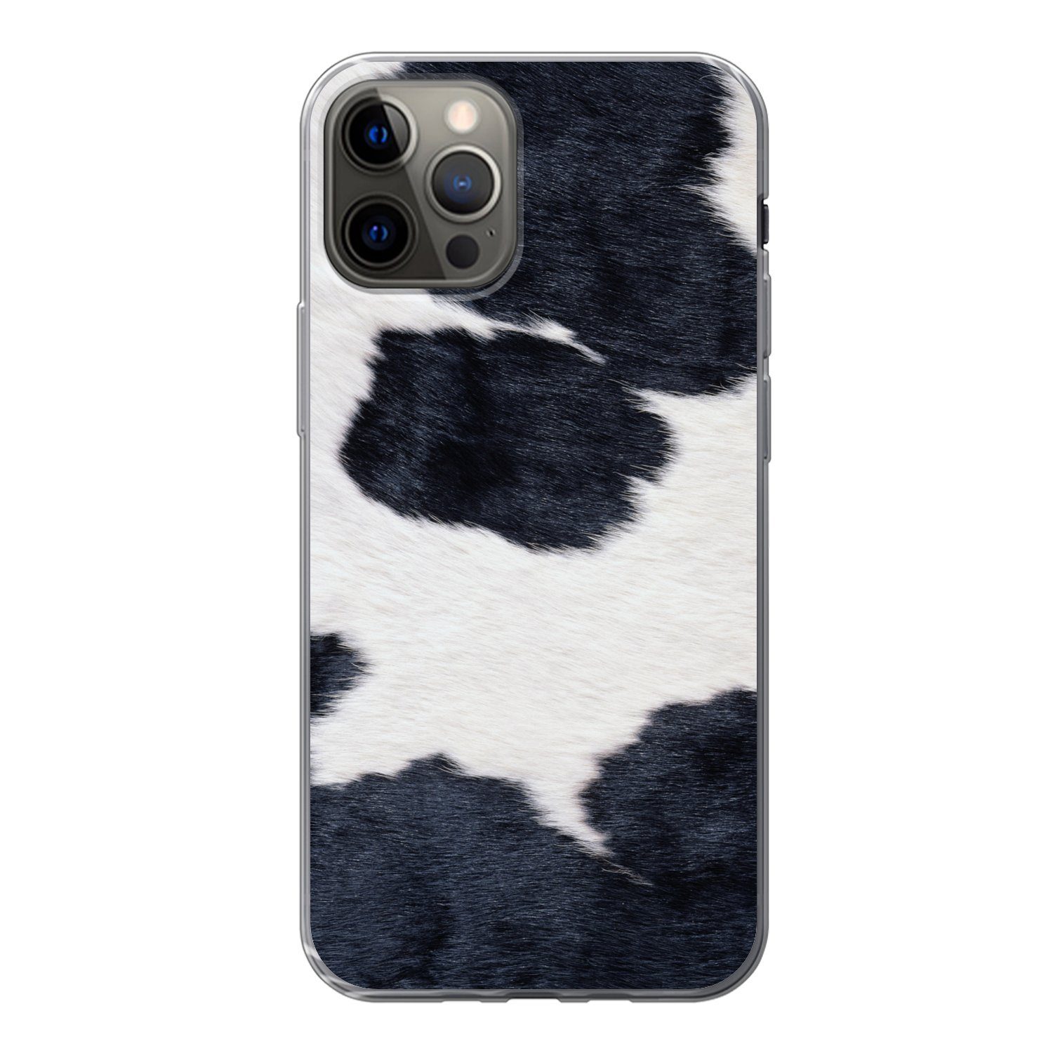 MuchoWow Handyhülle für Apple iPhone 13 Pro Bild einer schwarzen und weißen Kuhhaut, Smartphone-Bumper, Print, Handy Schutzhülle Dünn