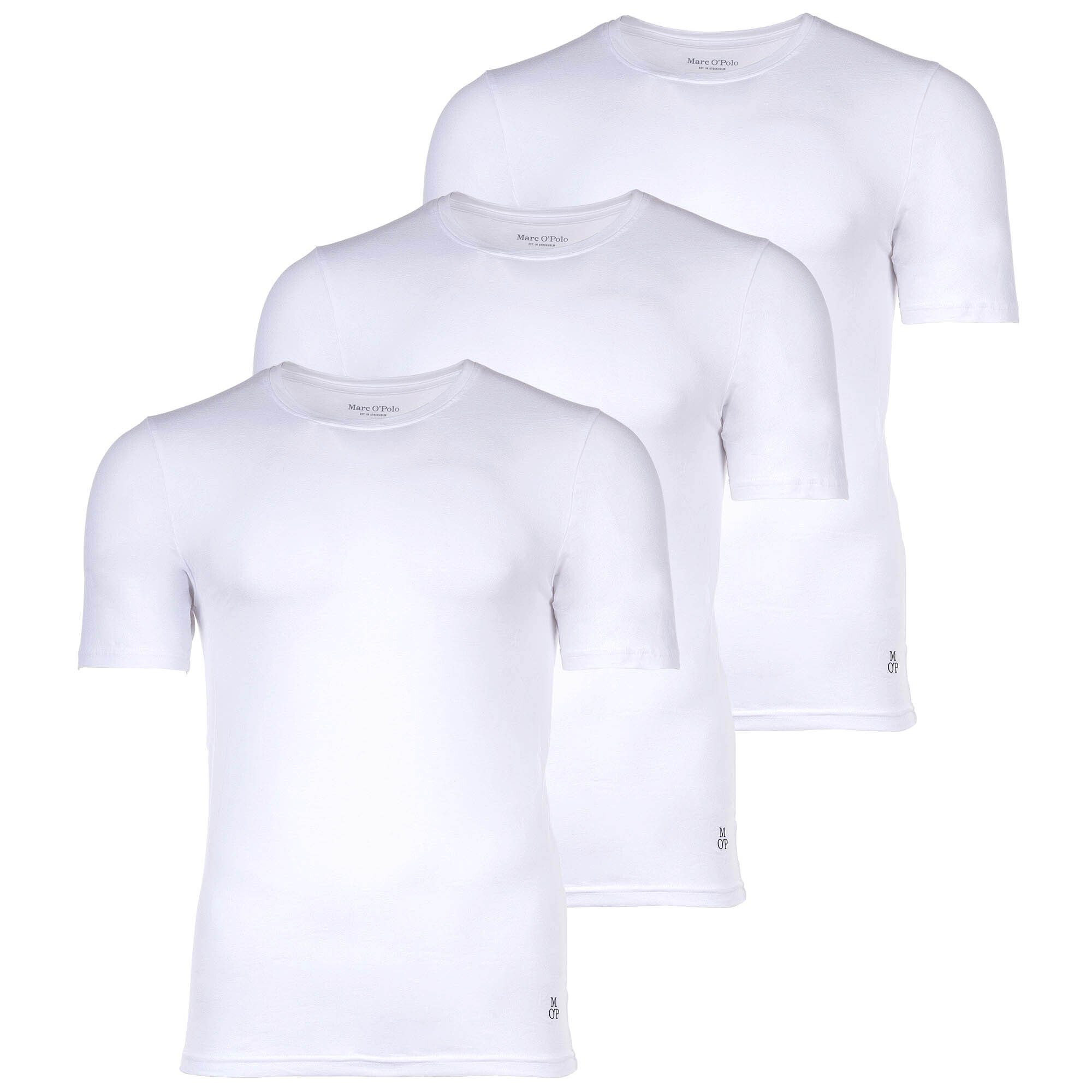 Marc O'Polo T-Shirt Herren T-Shirt, 3er Pack - Shirt, Rundhals Weiß