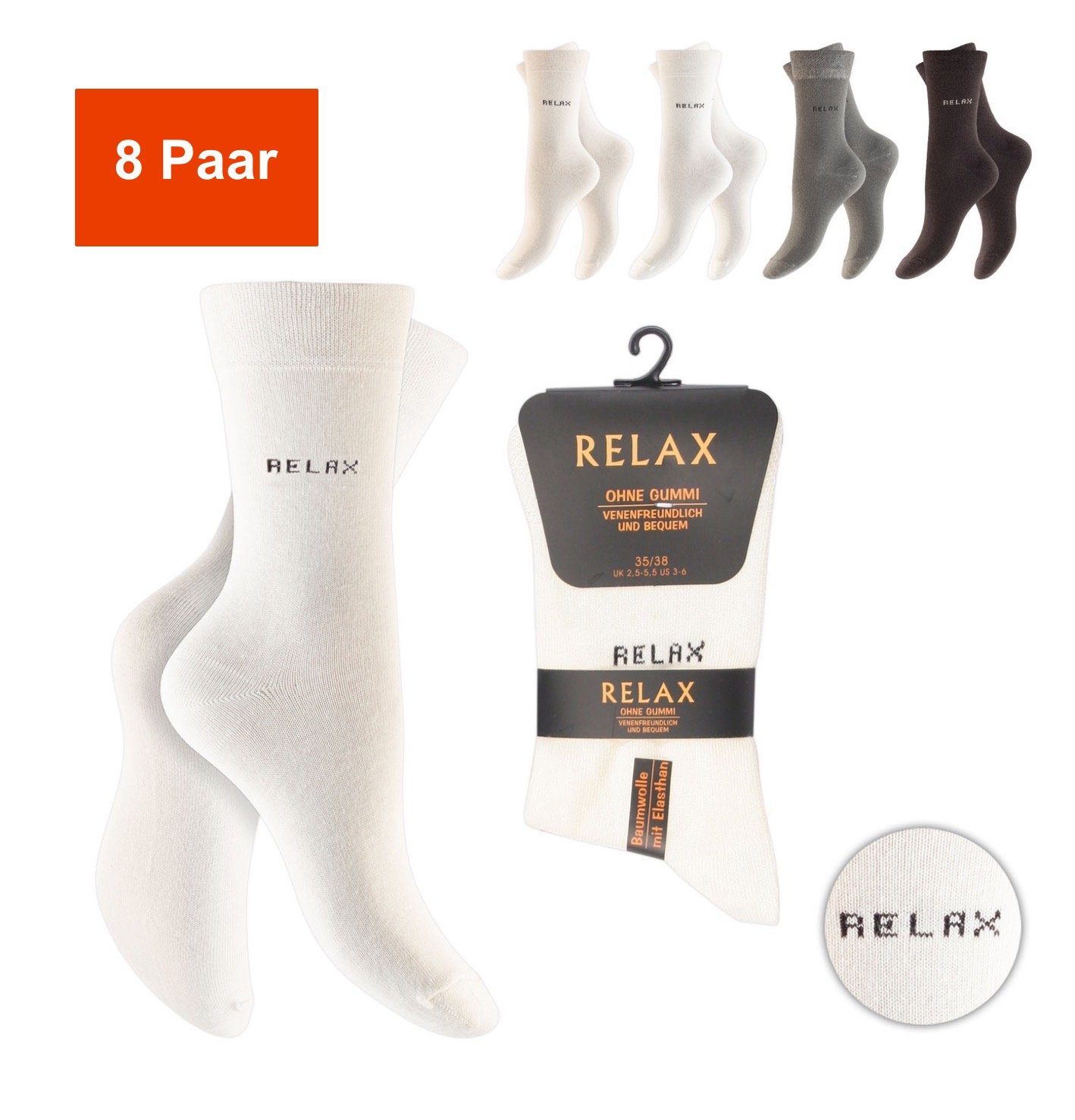Cocain underwear Socken Damen Socken atmungsaktiv hoher Tragekomfort (8-Paar) Vorteilspack Relax