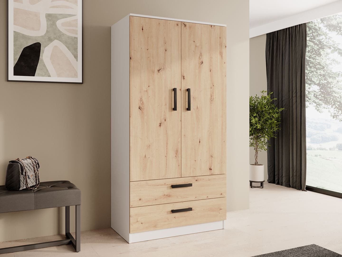 Beautysofa Kleiderschrank TREND 2-türig mit Selbsteinzug, günstig online kaufen