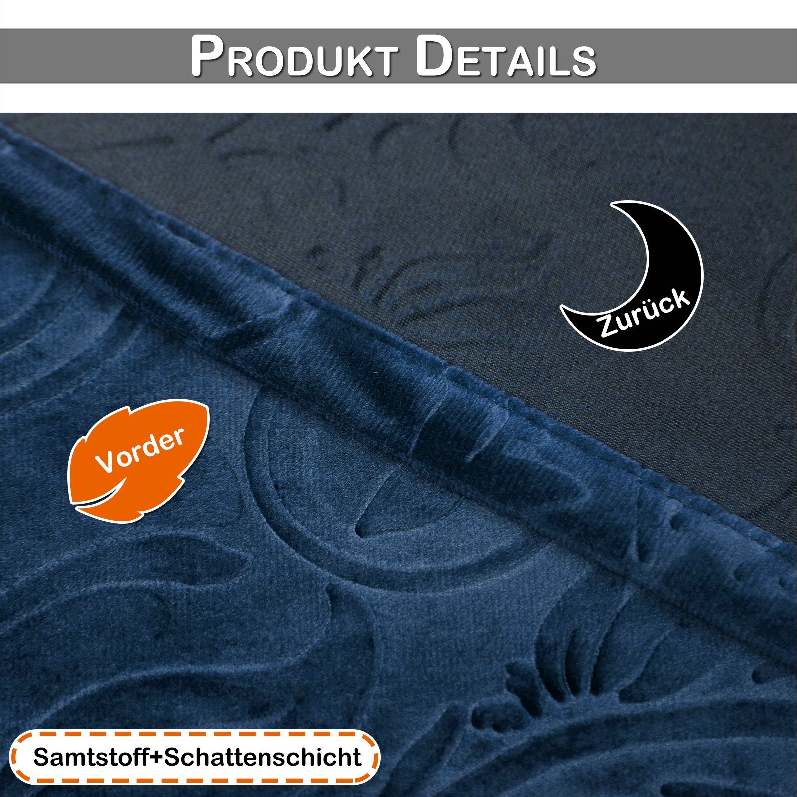 Rosnek Vorhang Luxuriöser, geblümter Samt, für Wohnzimmer Schlafzimmer Deko günstig online kaufen