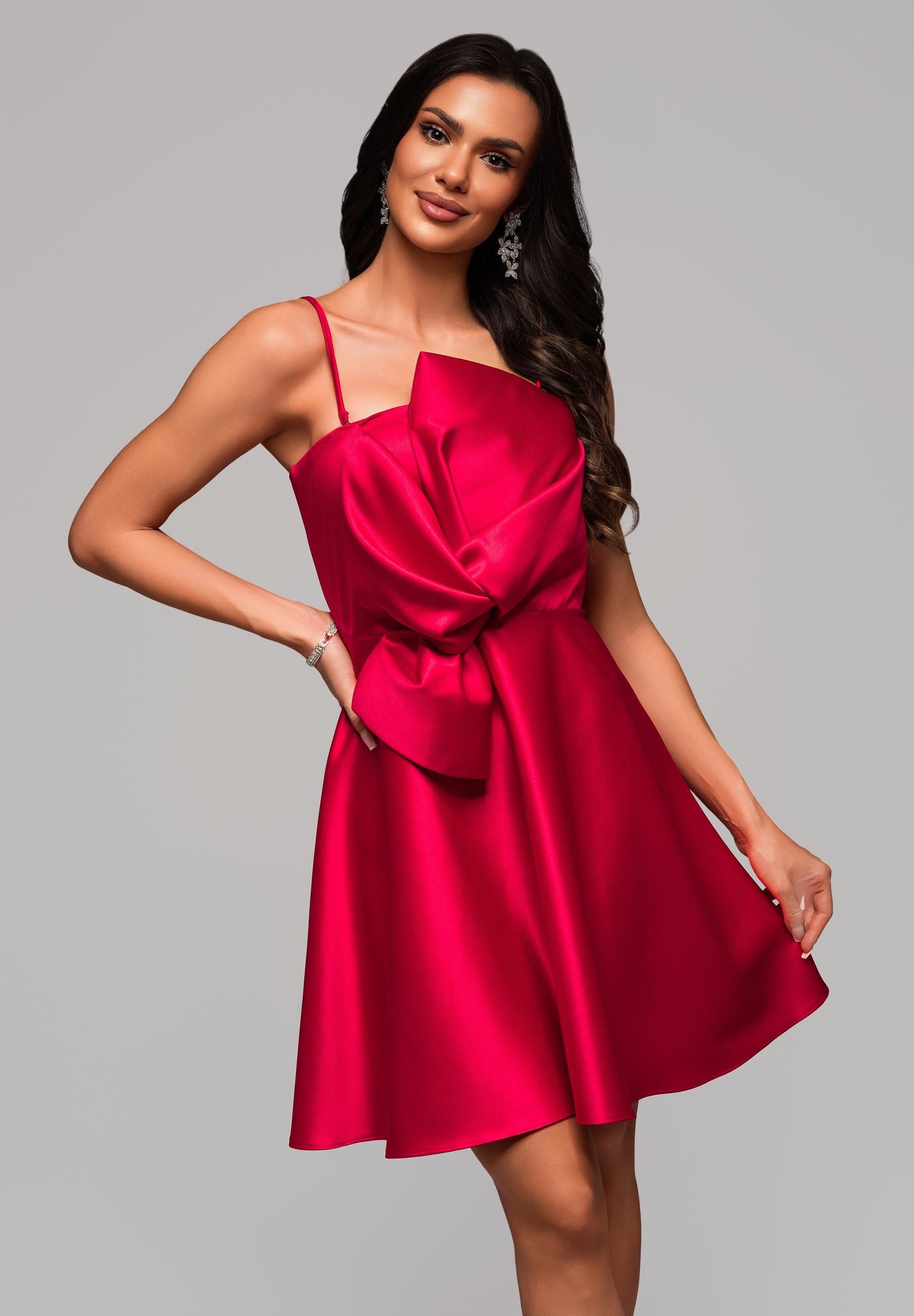 OMBRE Abendkleid Elegantes rosa Cocktailkleid mit Schleifendetail günstig online kaufen