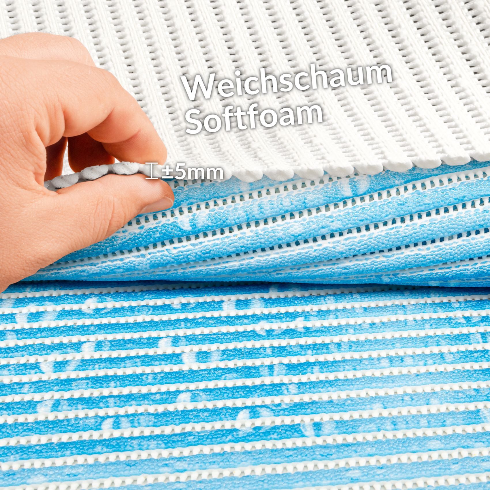 ANRO Schaum-Badematte Antirutschmatte Weichschaummatte Badezimmer Premium, Höhe 5 mm, wasserdurchlässig, pflegeleicht, Rillen, rutschhemmend, Drainage Effekt, s – Bild 5 von 5