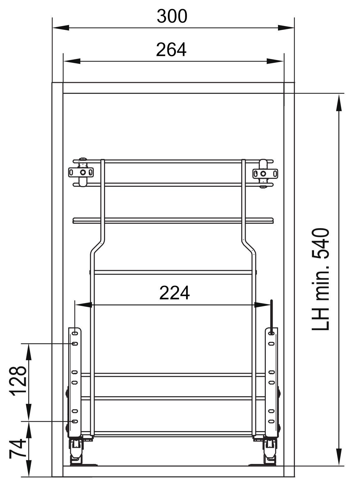Feldmann-Wohnen Auszugsunterschrank Bonn (1-türig, innen 1 Metallkorbauszug mit 2 Ablagen, 1-St., Metallauszug mit Soft-Close-Funktion, moderne Optik, MDF Fronten) 30x50x82cm, mit Metallauszug, Front- & Korpusfarbe wählbar
