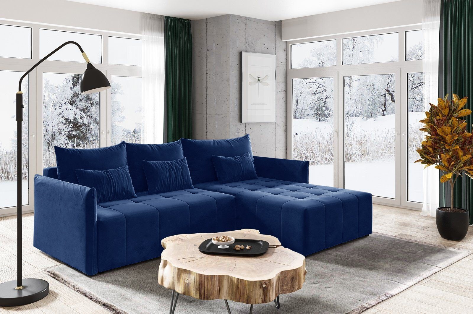 Sofnet Ecksofa Leno Kronos Polstersofa, Schlaffunktion mit Wellenfeder Schlafsofa Couch, mit 09 und L, L-Form Bettkasten