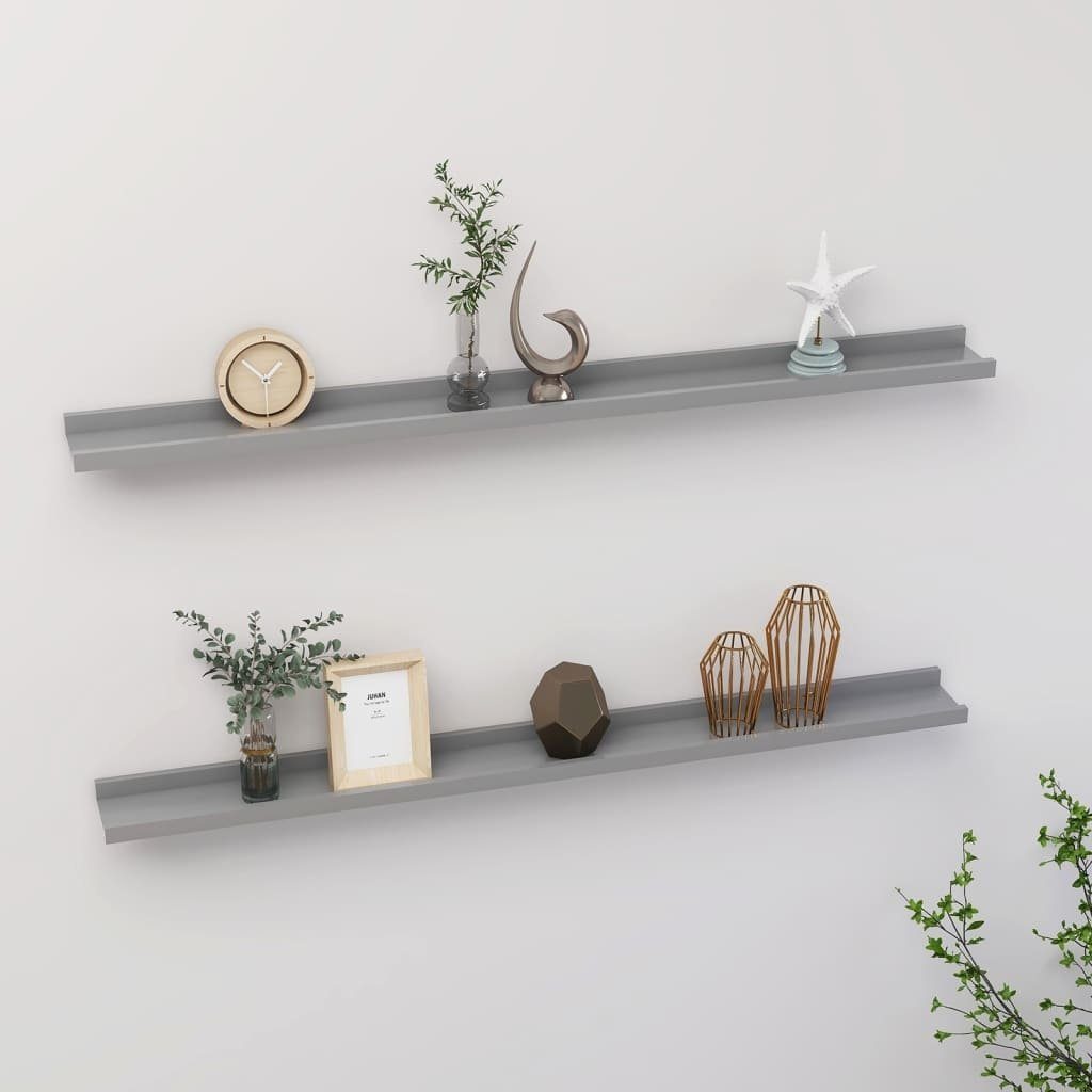 vidaXL Wandboard aus MDF in Grau. Abmessungen (LxBxH) 9x100x3 cm, 2er-Set