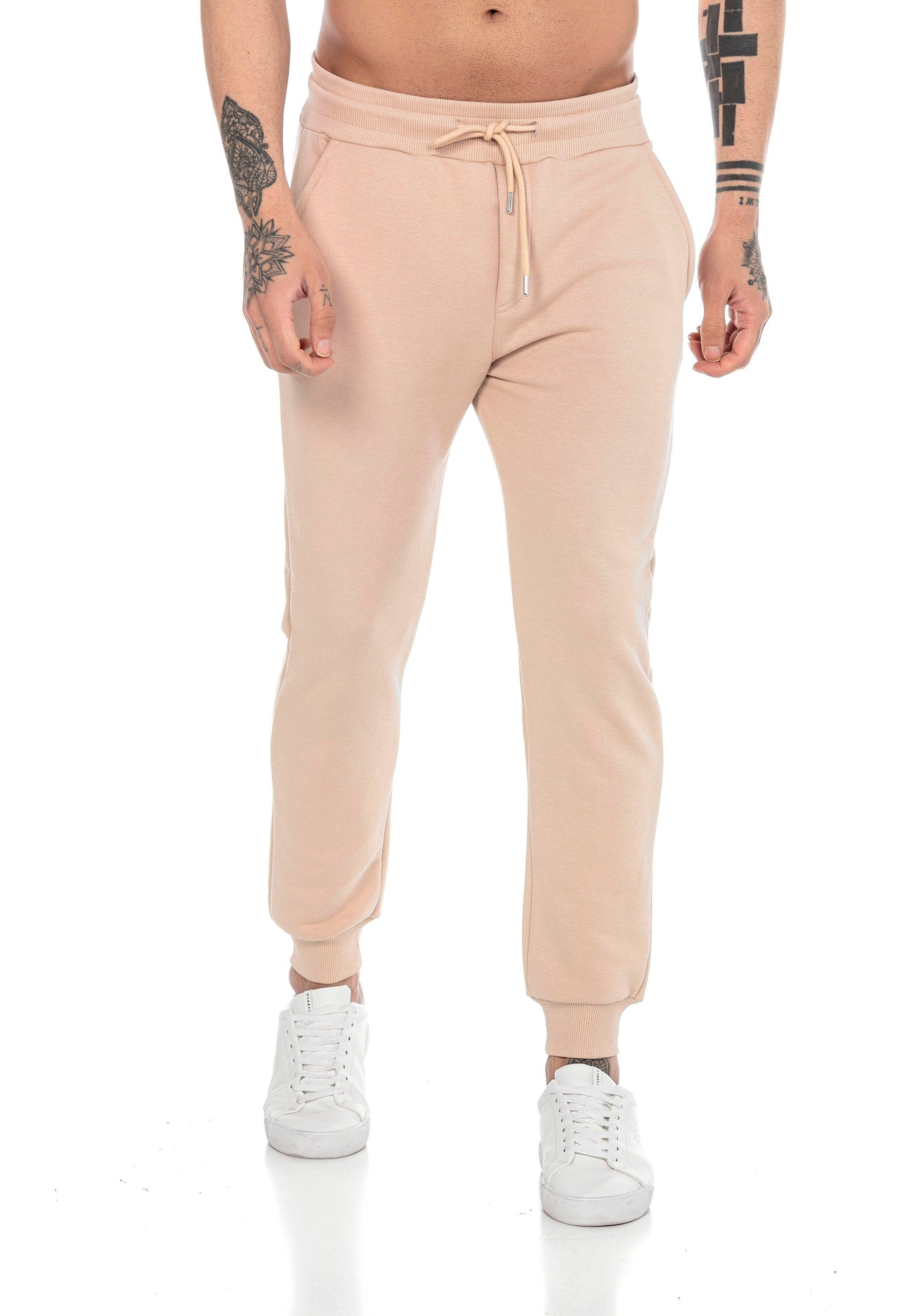 RedBridge Jogginghose mit Brandlogo High Quality Jogger elastischer Bund Beige