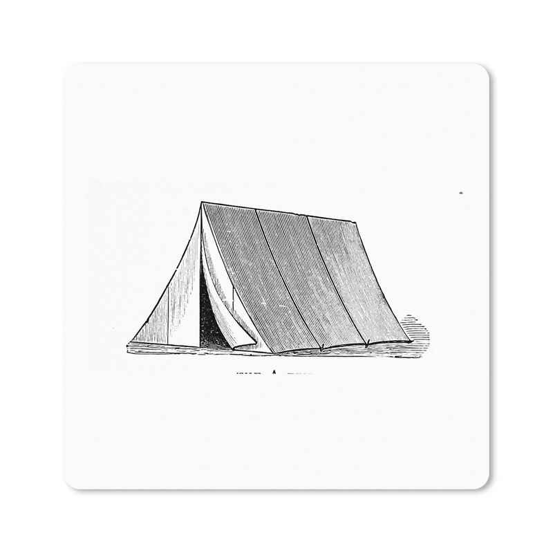 MuchoWow Gaming Mauspad Retro - Zelt - Camping (1-St), Gaming, Rutschfester Unterseite, Mausunterlage, 80x80 cm, XXL, Großes