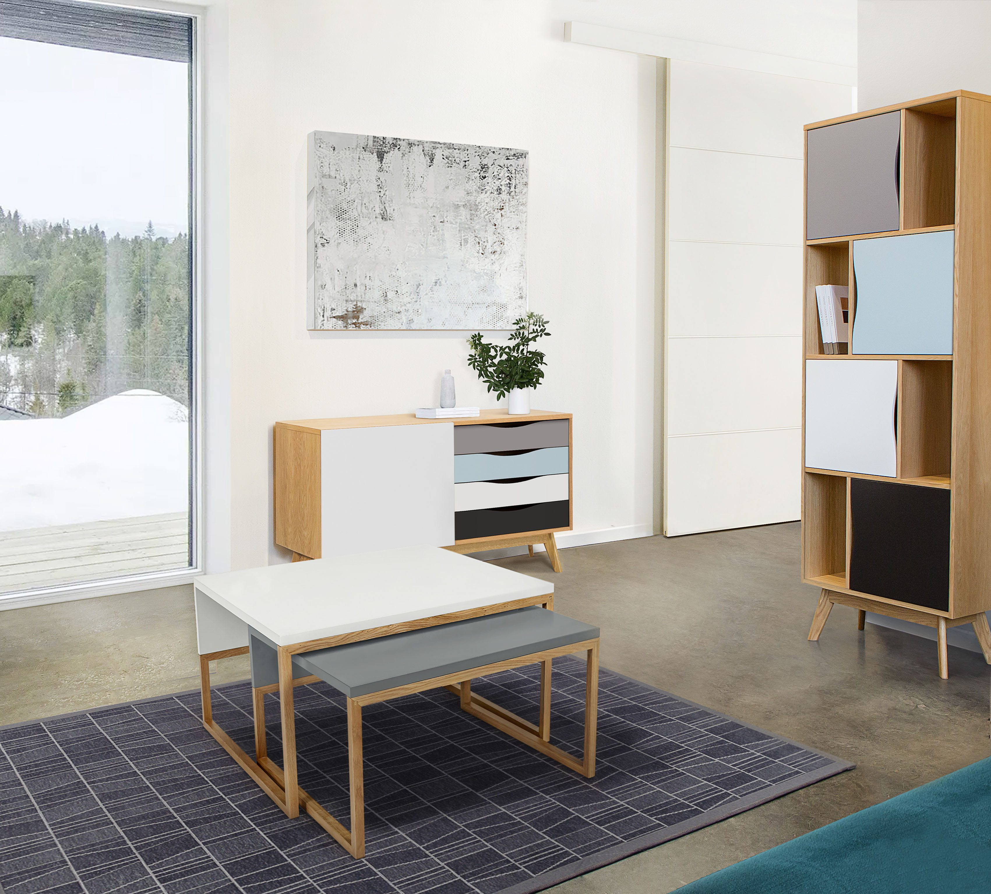 Woodman Bücherregal Avon, Höhe 191 cm, Holzfurnier aus Eiche, schlichtes skandinavisches Design