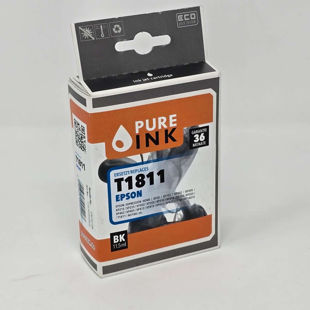 Pure Ink Tintenpatrone ersetzt Epson Patrone T1811 black Tintenpatrone